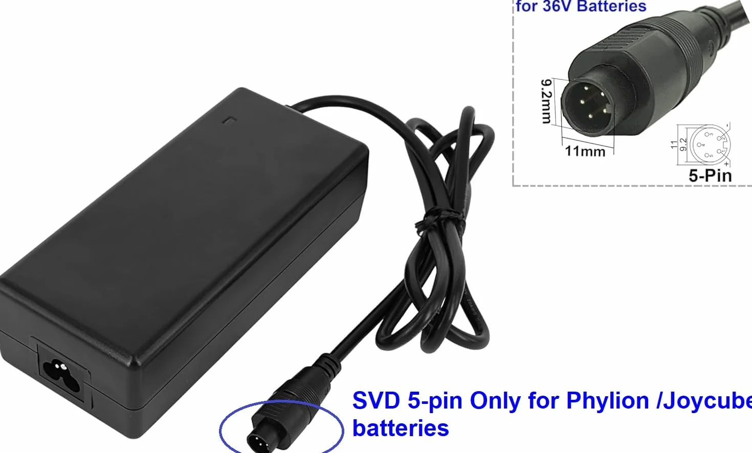PowerSmart® Caricatore 2A SV per batterie Phylion 36V-42V per SSLC084V42MH, JCLC084V42M, Non per metallo 5-Pin