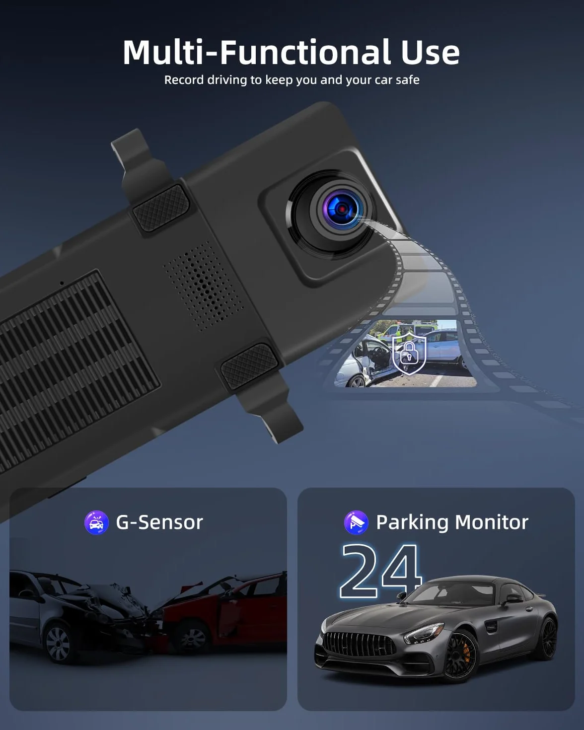 NHOPEEW 4K Mirror Dash Cam con doppia telecamera - Touchscreen da 11,26 pollici - ADAS BSD G-Sensor Registrazione in loop Visione notturna Tracciamento GPS Monitoraggio parcheggio 24 ore su 24