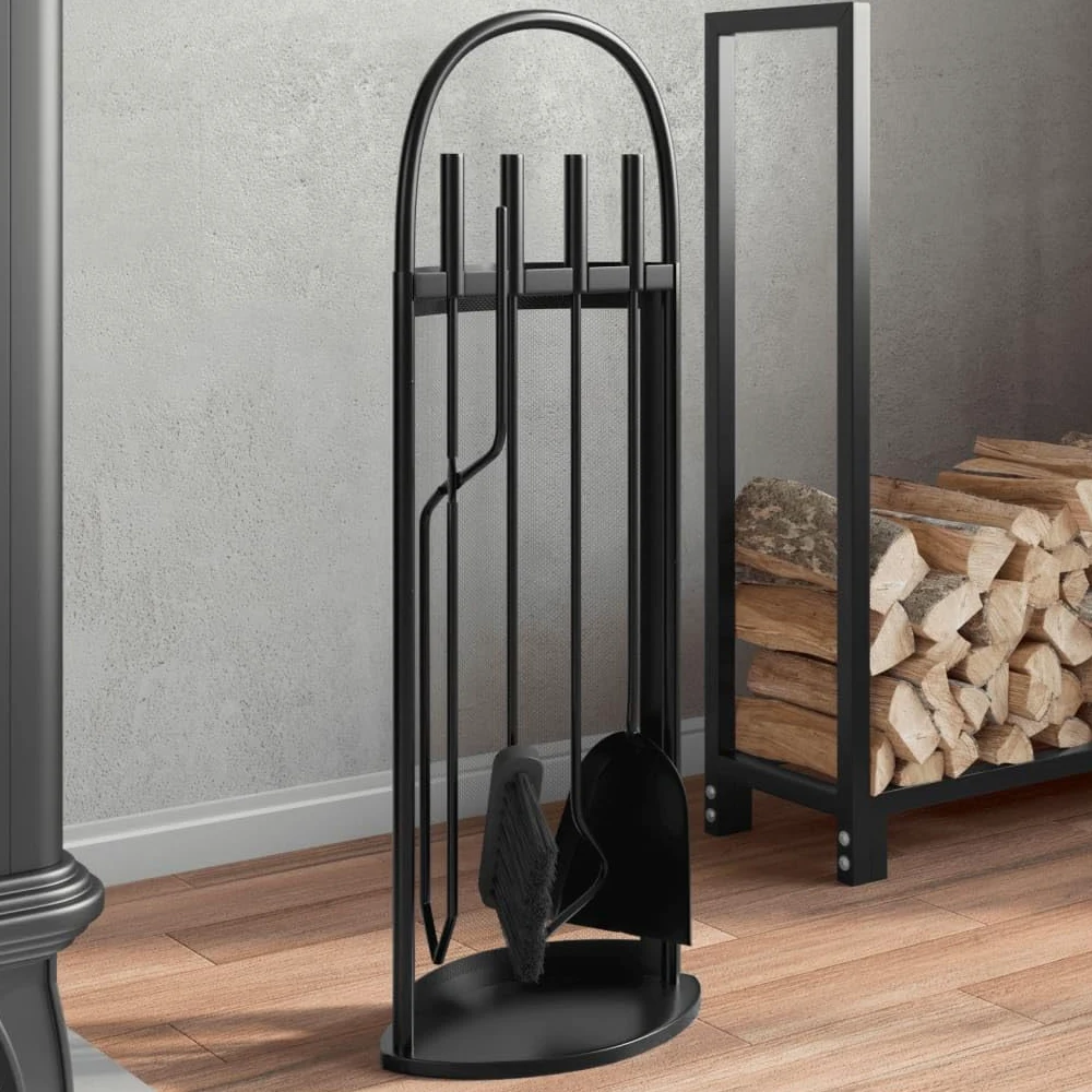 Gecheer Set Attrezzi per Caminetto 5 pz 23x15x66 cm in Acciaio,P156379