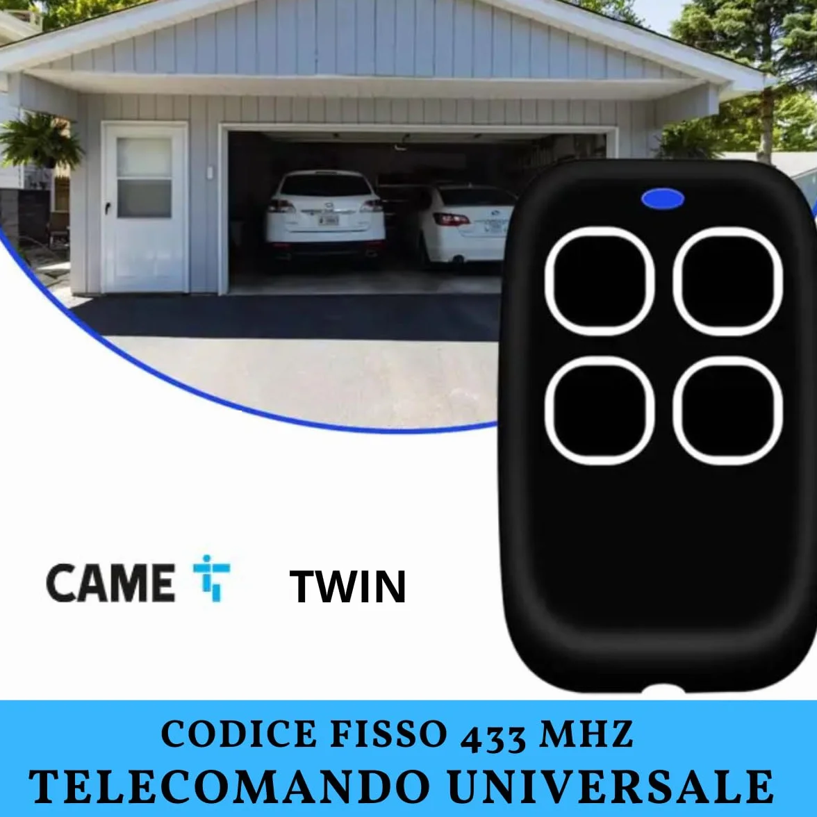 Telecomando Cancello Universale 433 MHz 4 in 1 Fisso Bianco