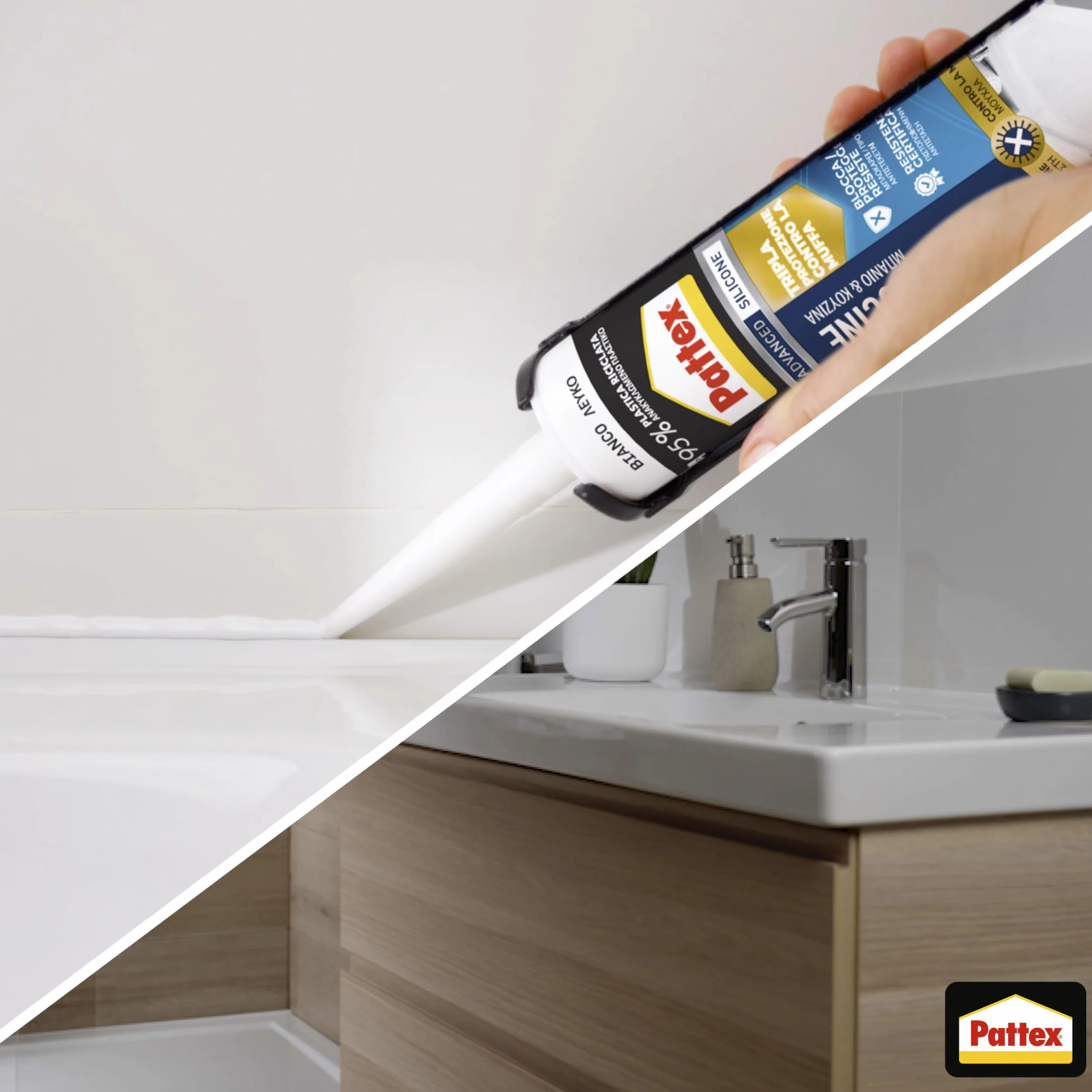 Pattex Sigillante bianco Tripla Protezione antimuffa Silicone resistente all'acqua 300ml