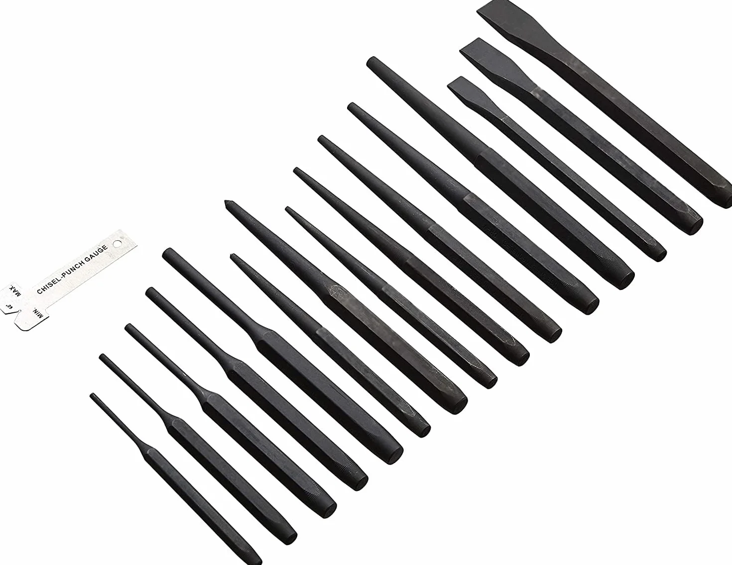 Amazon Basics Set di 16 punzoni e scalpelli in robusto acciaio al cromo vanadio con custodia