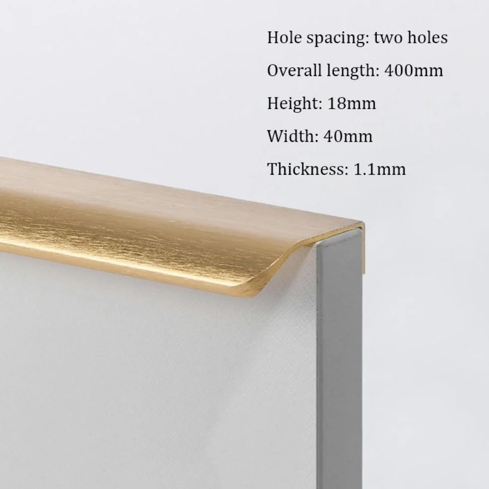 2 maniglie per mobili nascoste, maniglie curve, moderne, maniglie invisibili, per armadi da cucina, armadio, guardaroba, maniglie da cucina, oro, 40 cm