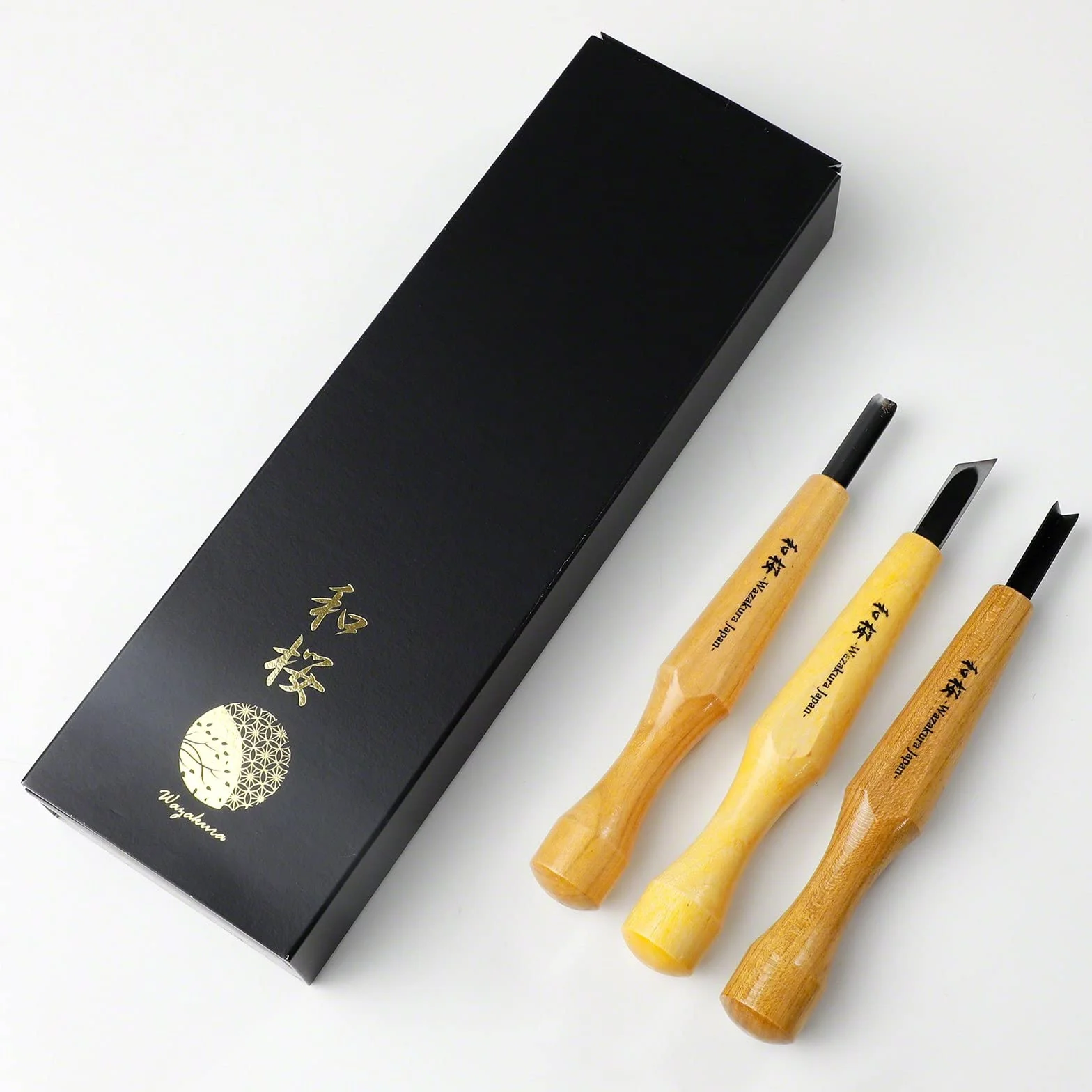 Wazakura Set di Attrezzi per la Creazione di Jin e Shari per Bonsai con Sgorbia Rotonda, Smussato a Singolo Angolo e a V, Lavorazione del Legno (Kit da 3 Pezzi per Jin e Shari per Bonsai)