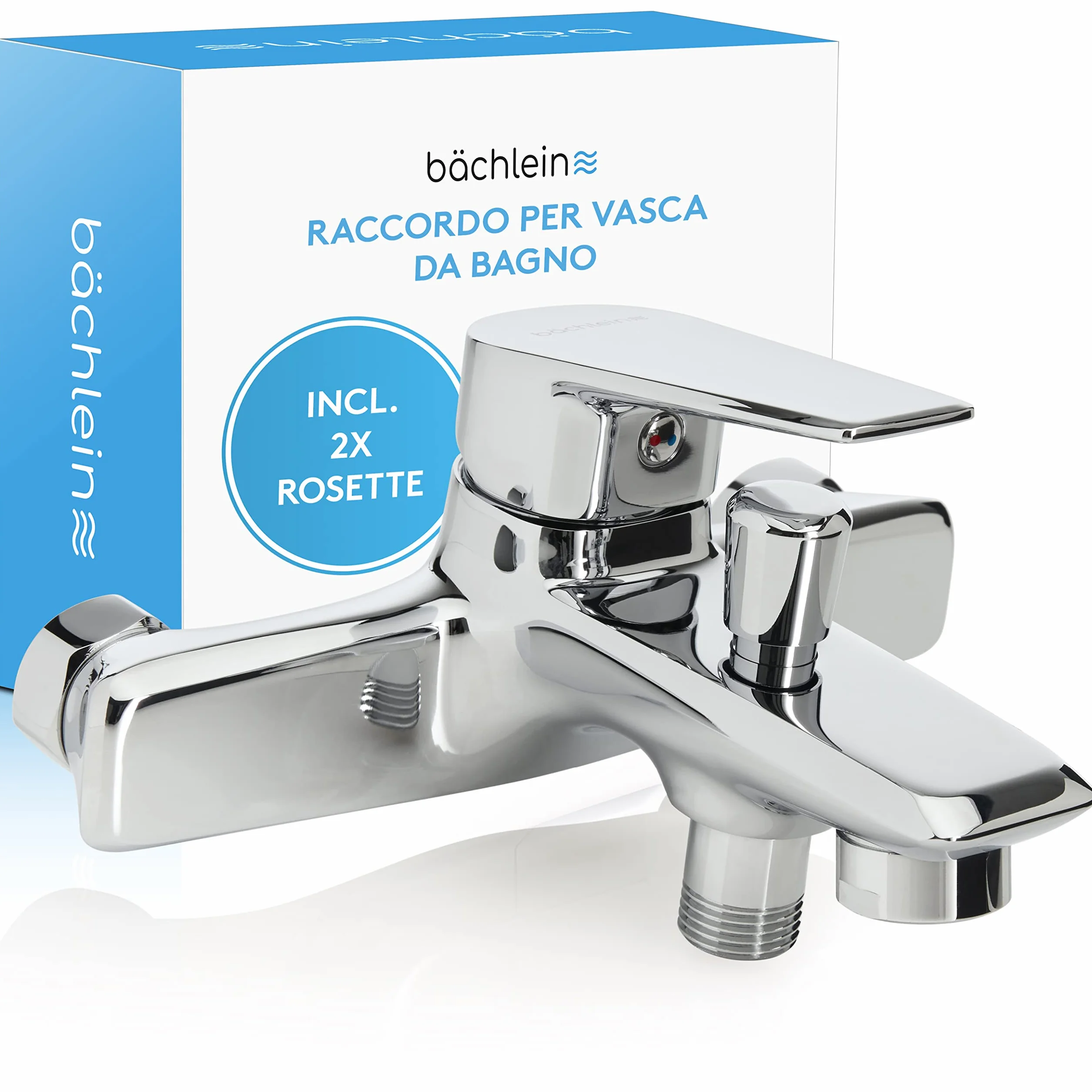 Bächlein Miscelatore Universale per Vasca da Bagno Cromo - Set Completo di Miscelatori per Vasca da Bagno con Accessori, Miscelatore Monocomando per Vasca da Bagno a Vista