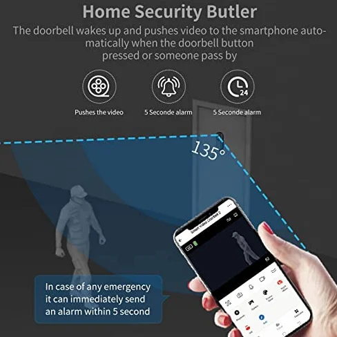 Videocitofono senza fili 1080p con visione notturna, WiFi 2,4 GHz 5 GHz, citofono domestico impermeabile, campanello intelligente per la sicurezza domestica