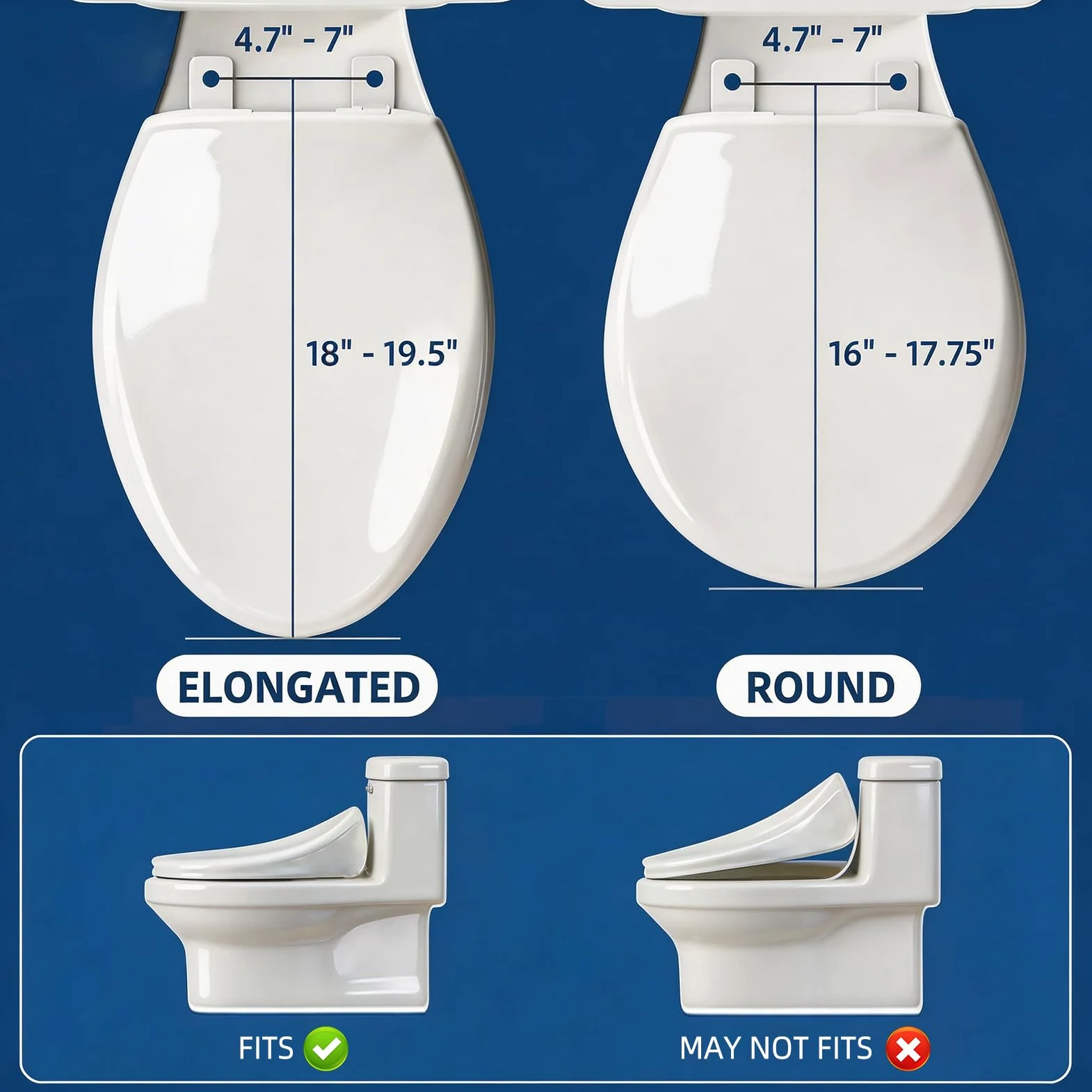 Sedile WC allungato - Sedile WC bidet con asciugatrice e acqua calda, lavaggio a temperatura controllata, pannello touch intelligente, luce notturna, chiusura lenta
