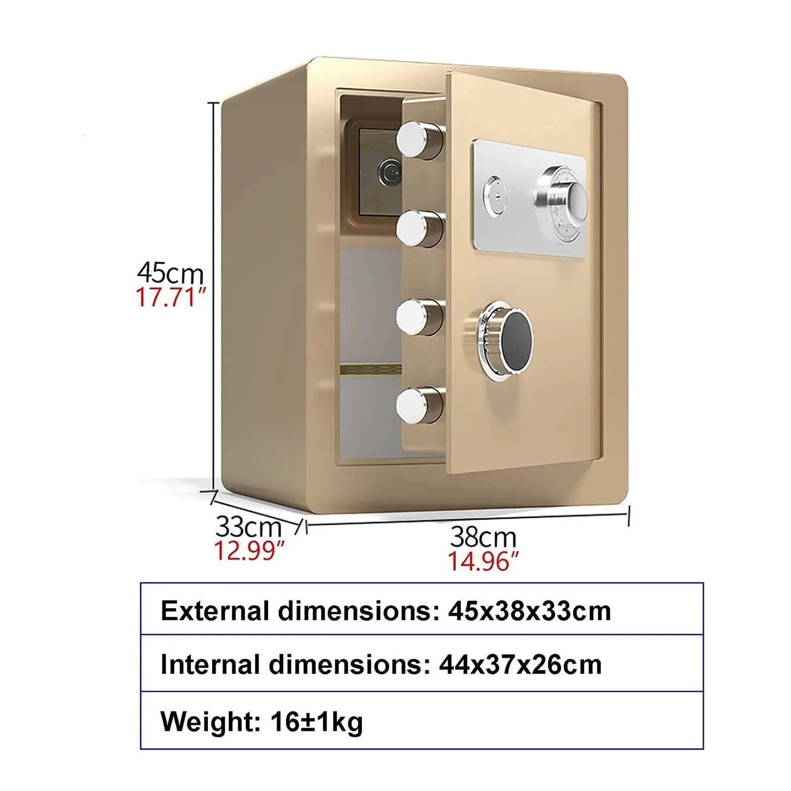 Casseforti Impermeabili Cassetta di Sicurezza con Serratura a Combinazione in Acciaio, Armadietto ignifugo e antifurto, Scatola Portadocumenti per Piccoli uffici, Altezza 25 cm/30 cm/45 cm per