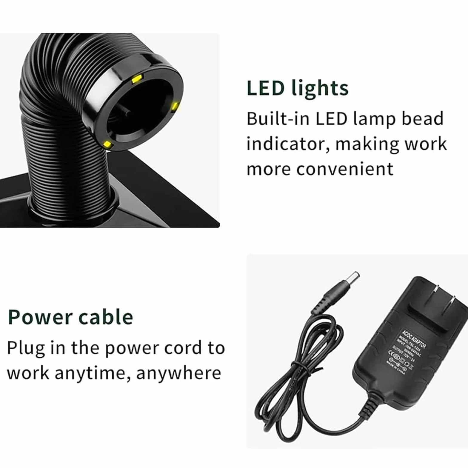 Solder Fume Extractor con luce LED rimuove il fumo di saldatura per riparazioni elettroniche