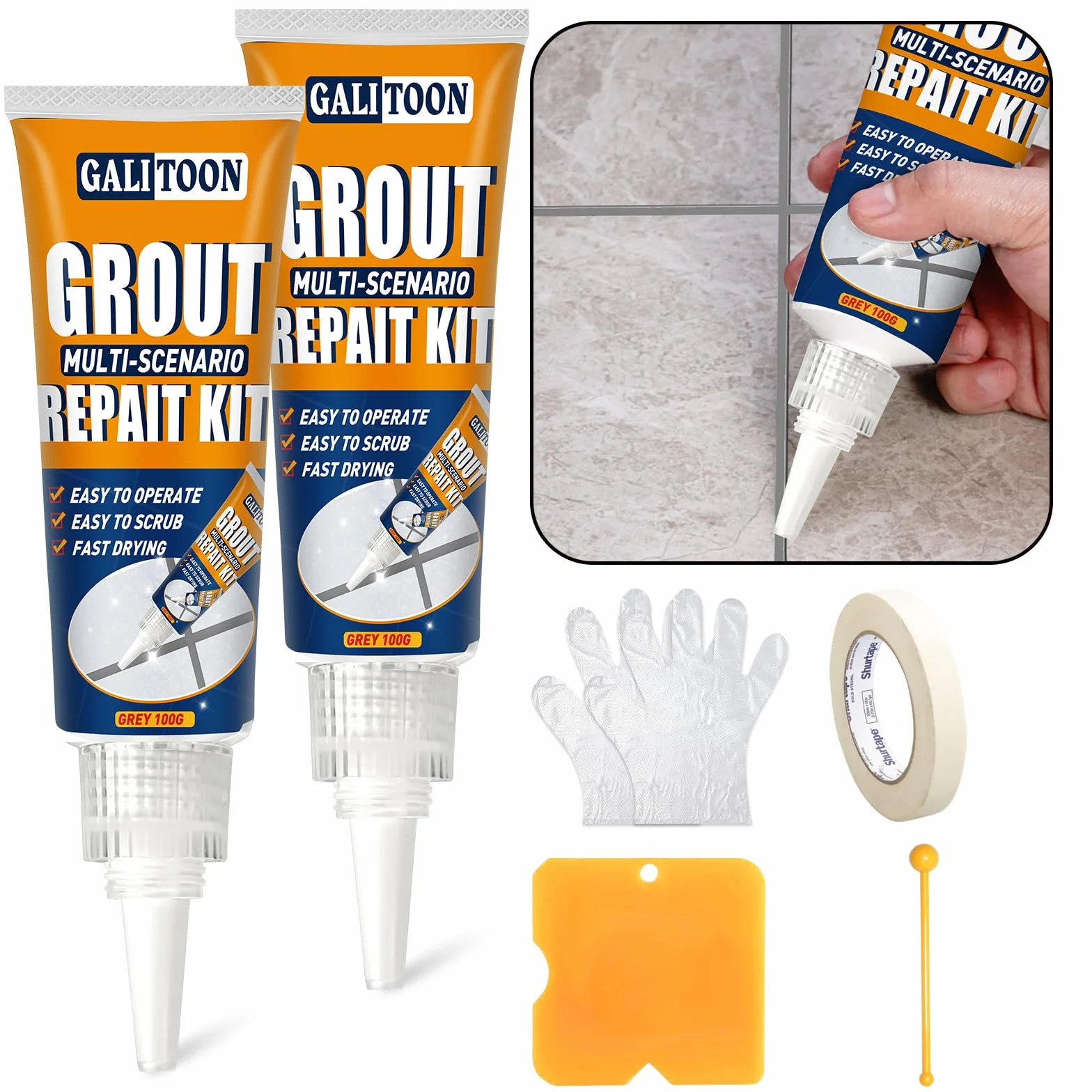Kit Riparazione Fughe Piastrelle Ad Asciugatura Rapida Grigio 200G