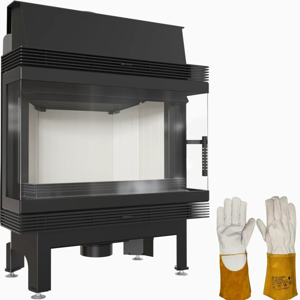 KRATKI Inserto per camino in acciaio a legna BLANKA 11 kW Ø180 bifacciale A | Acciaio nero, efficienza 78%, classe A. Ecodesign, BImSchV 2.; con grande vetro; combustione efficiente; basse emissioni