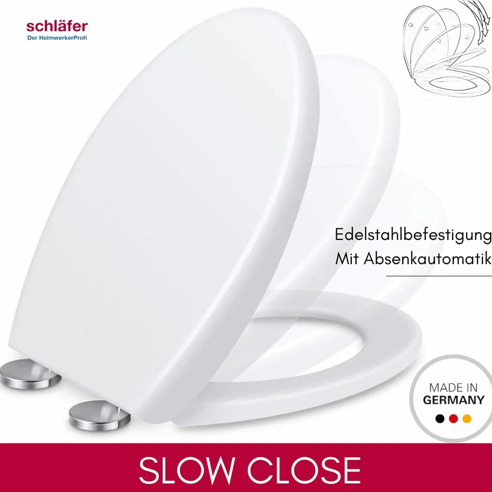 Schläfer 4637201 | Sedile Copriwater Soft Close ammortizzata Fissaggio Rimovibile Take Off Sedile Wc Universale in Duroplast Bianco funzione Quick Release, Mod. Monza