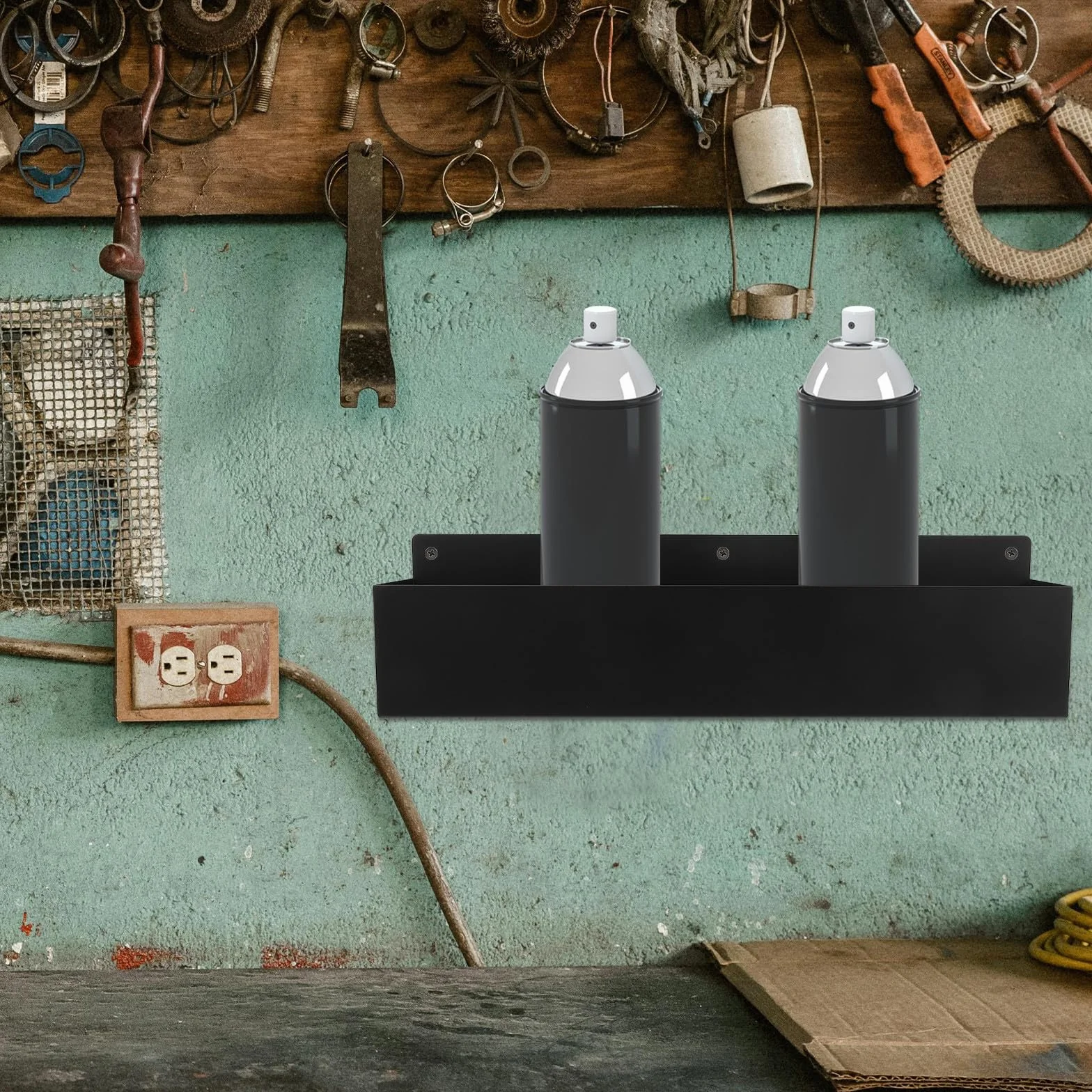 VILLCASE Porta Bombolette Spray a Muro in Ferro Nero Organizer per Garage e Casa