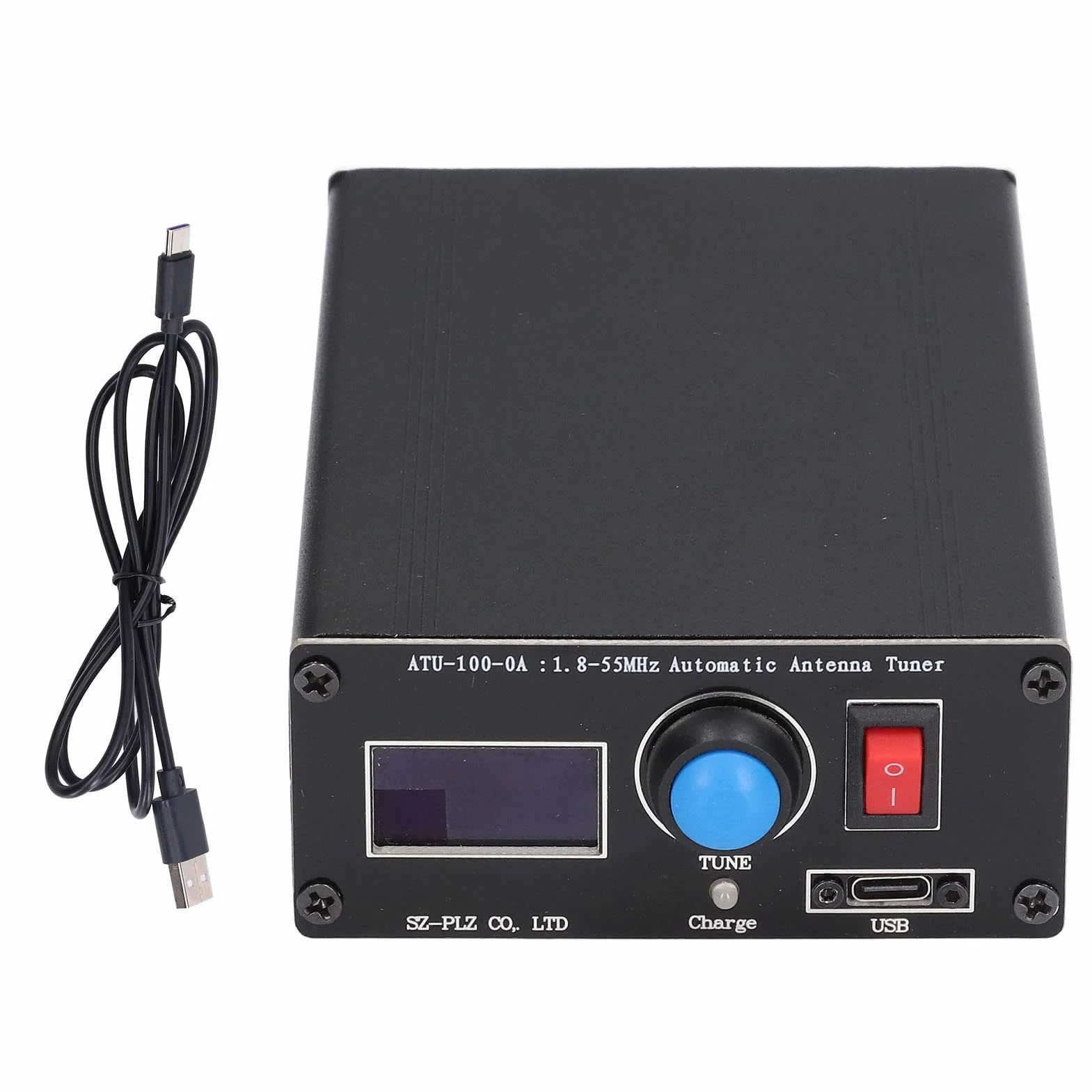 Sintonizzatore Antenna Automatico ATU-100, 1,8-55 MHz, Display 0,96", Ricarica USB, 100W, per Radio Onde Corte HF