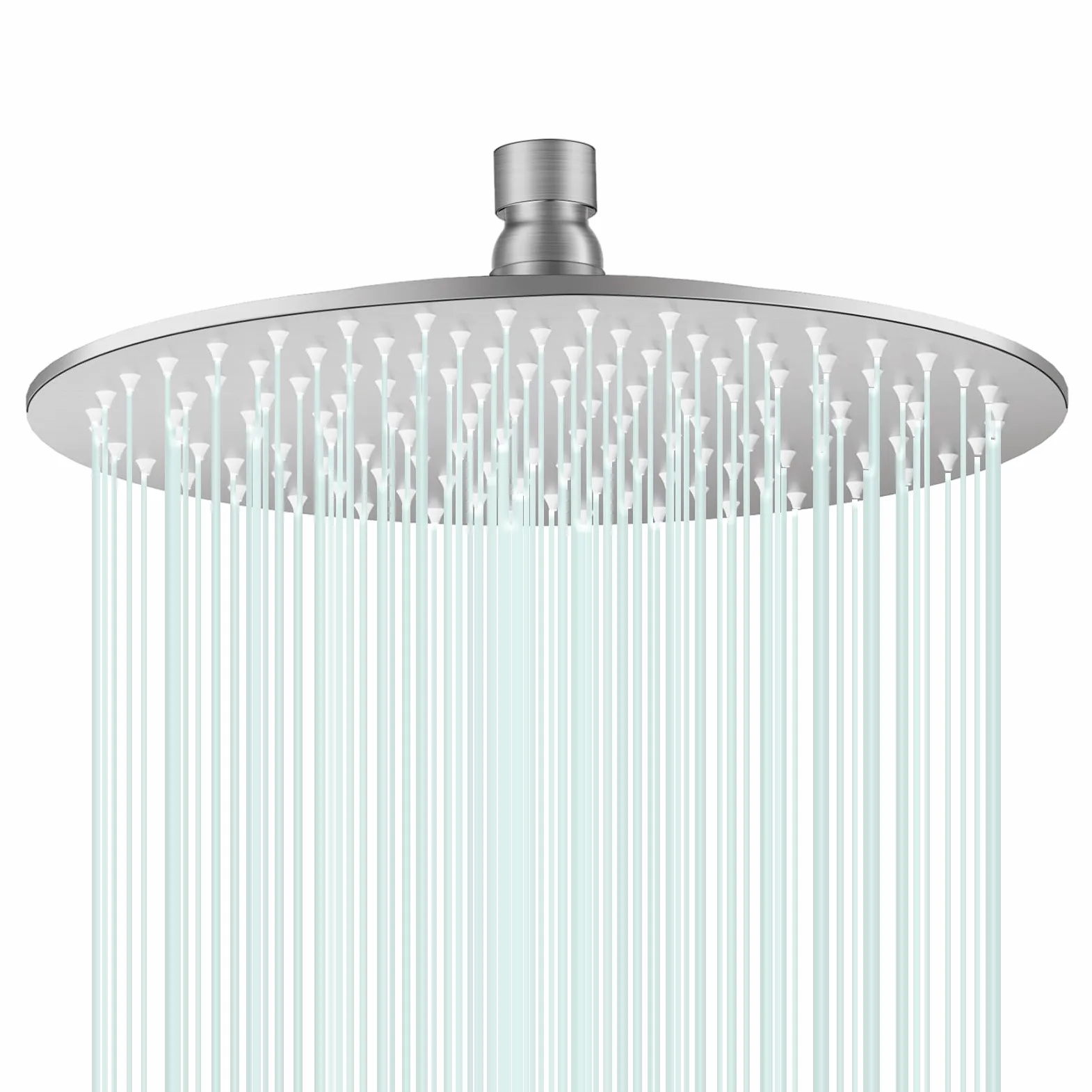Docce Fisso Rotondo Soffione Doccia a Pioggia in Acciaio Inox Soffione Doccia a Pioggia con Getti In Silicone Anticalcare 304 Acciaio Inox Ultra Sottile (Argento, 25 cm)
