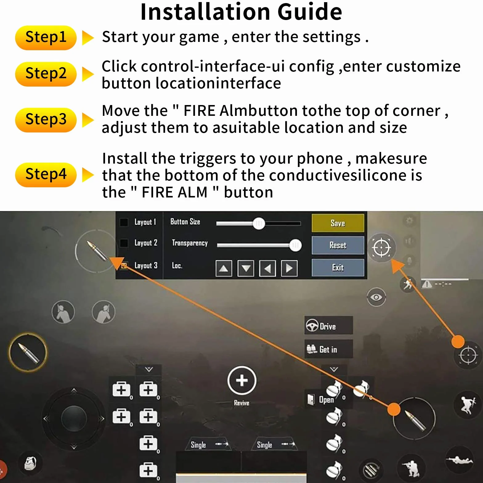 Newseego PUBG Mobile Trigger Controller,Versione Aggiornata PUBG Gaming Mobile Trigger,Pulsanti Chiave per Sparatutto a Fuoco Sensibile Trigger per PUBG/Re Della Gloria per IOS&Android-Trasparente