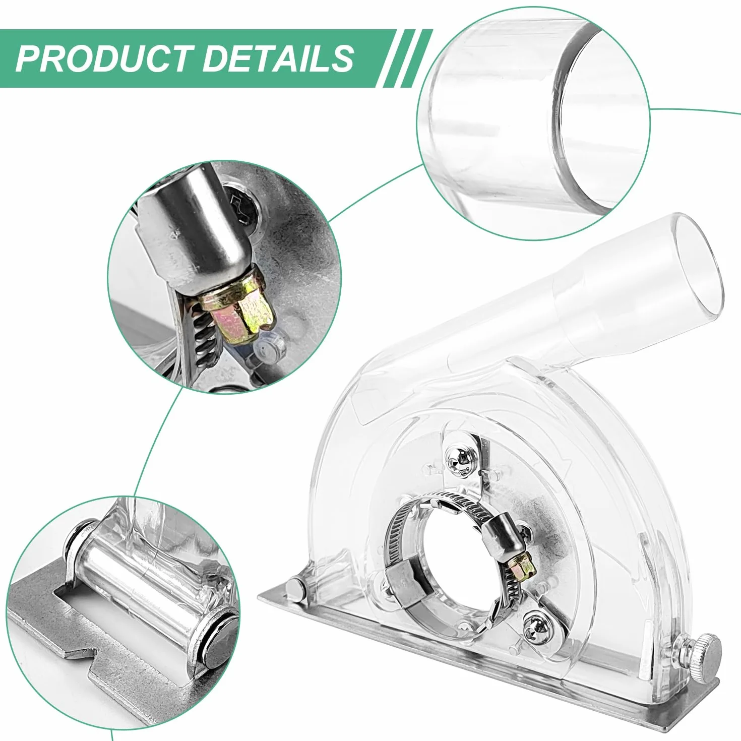 Cappa Aspirante per Smerigliatrice Angolare 125mm con Chiave Esagonale e Rondelle per Dischi da Taglio 90-125mm