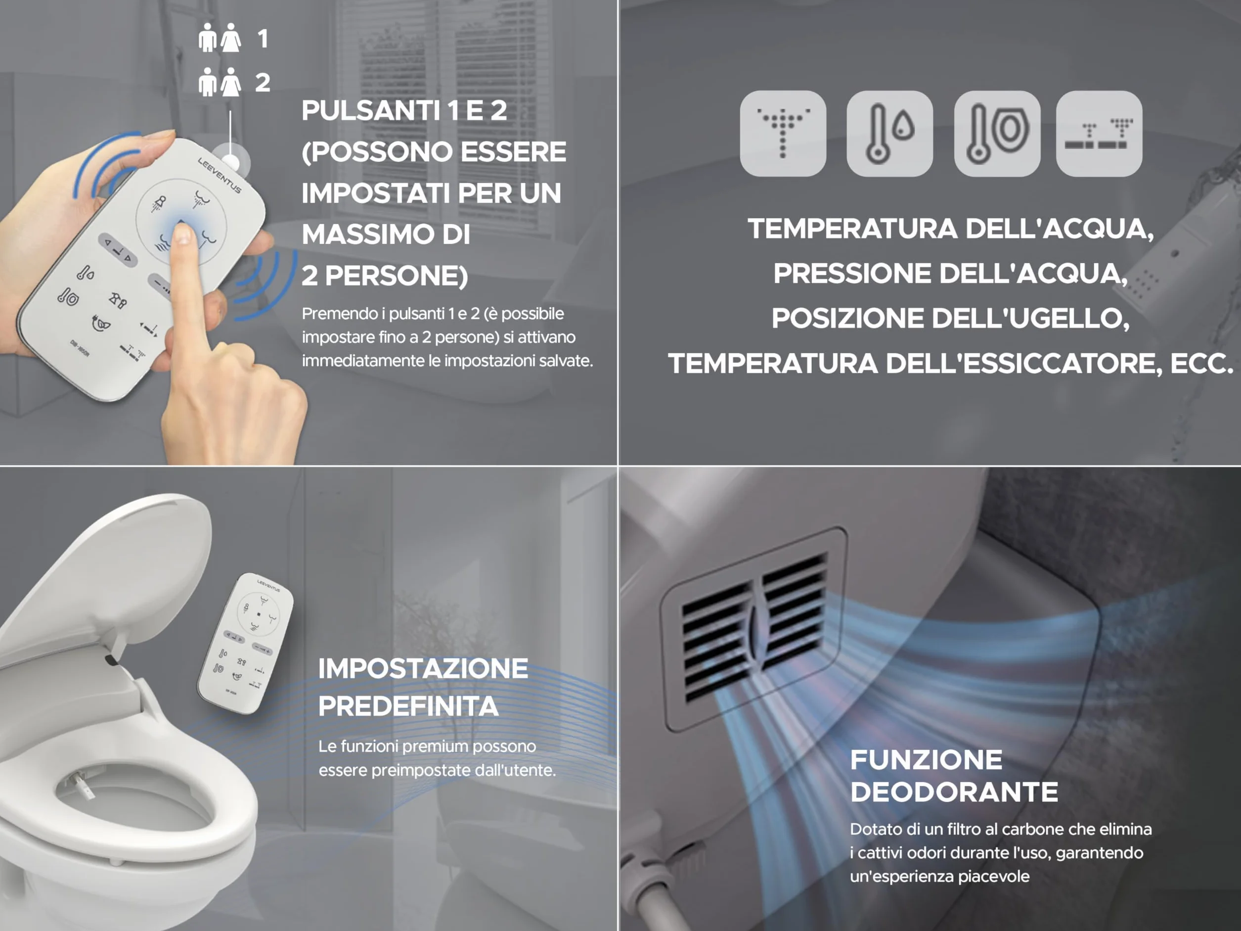 LEEVENTUS J850R WC elettrico bidet con doccetta telecomando toilette giapponese Made in Korea