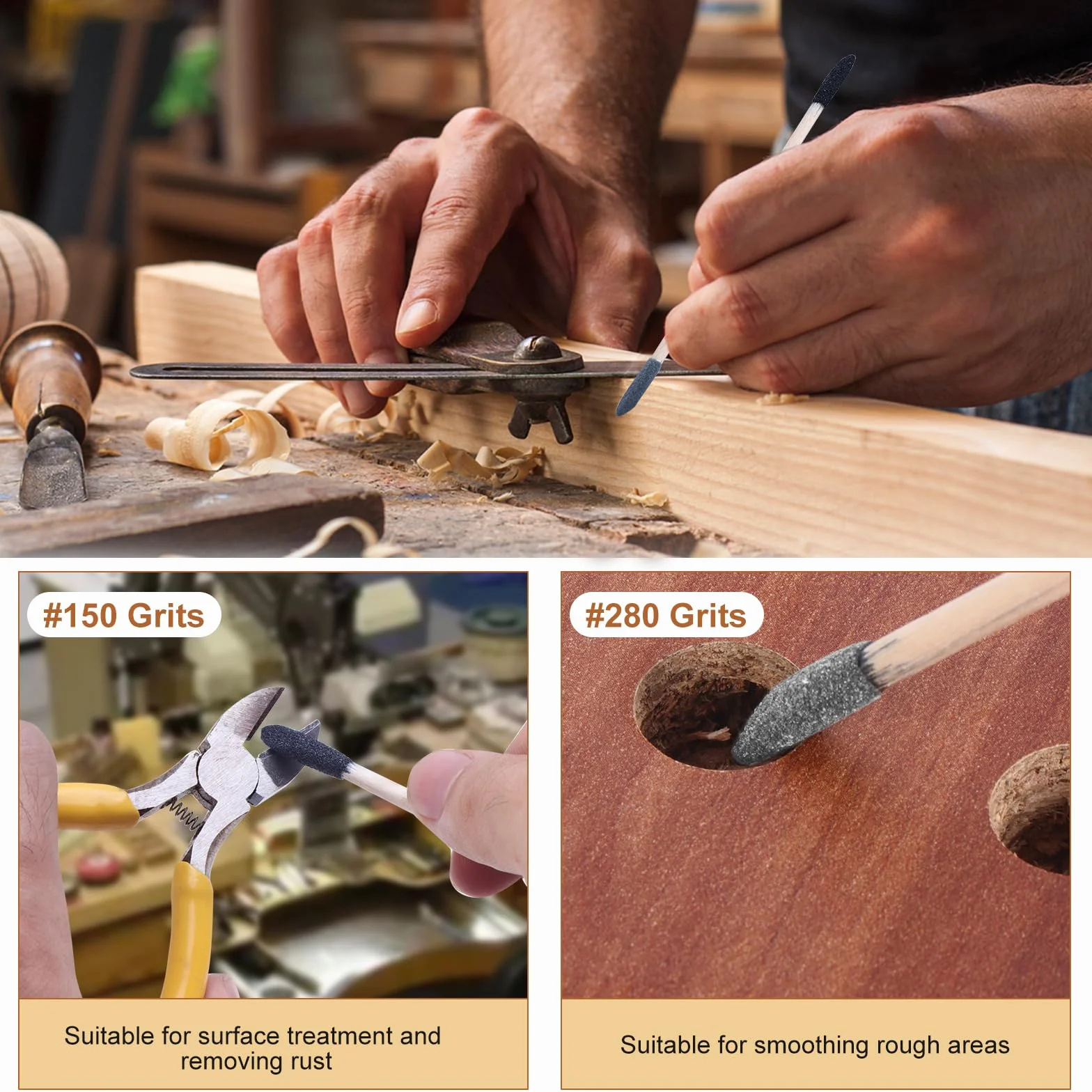 HSEAMALL bastoncini abrasivi a doppia estremità 150/280 grana per lavorazione del legno