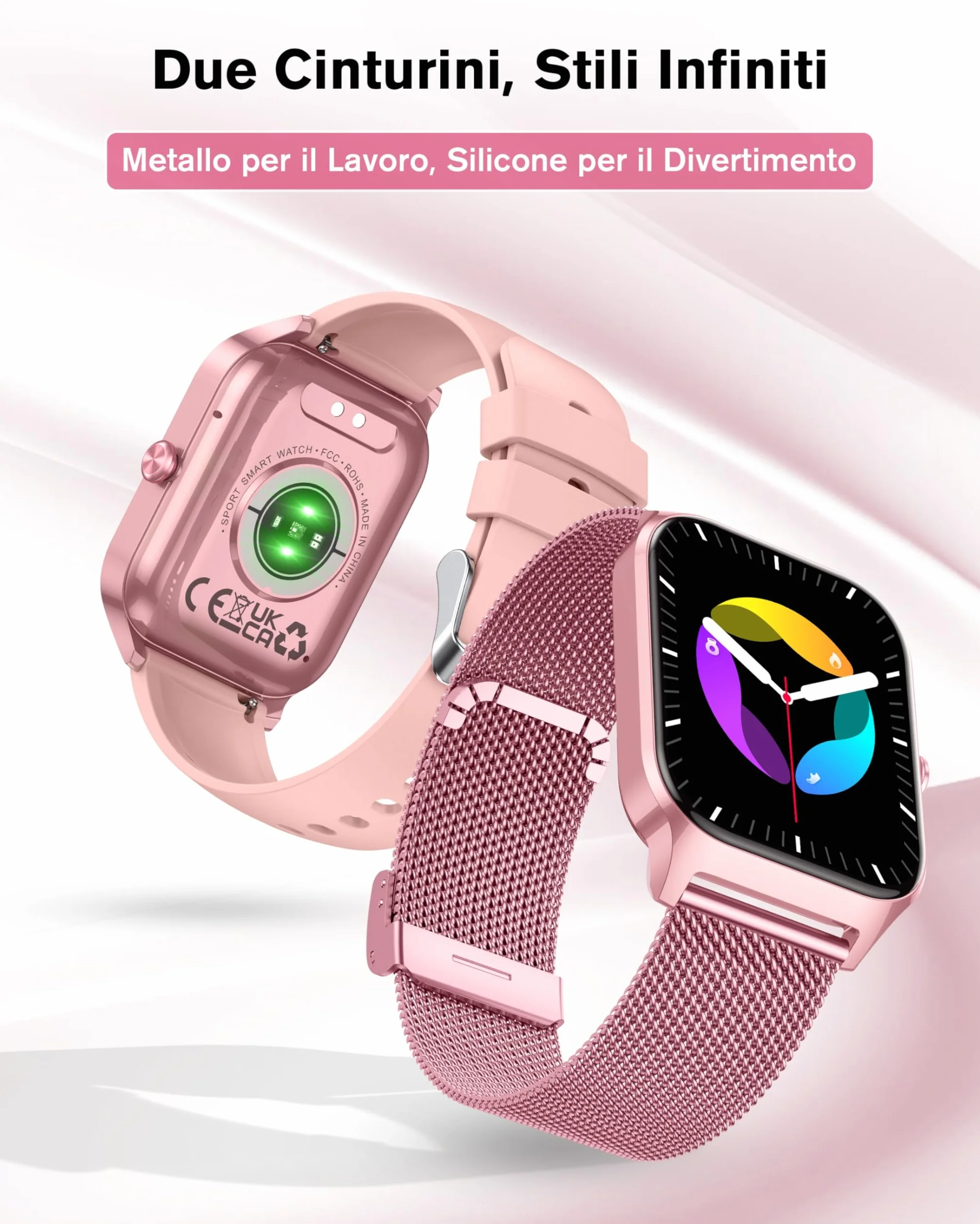 KALINCO Smartwatch Uomo Donna, 1.85” IA Orologio Pressione Sanguigna, Chiamata Bluetooth, SpO2, Frequenza cardiaca, Stress, Sonno, Orologio Mondiale, 100+ Sports Watch per Apple Xiaomi Samsung Phone