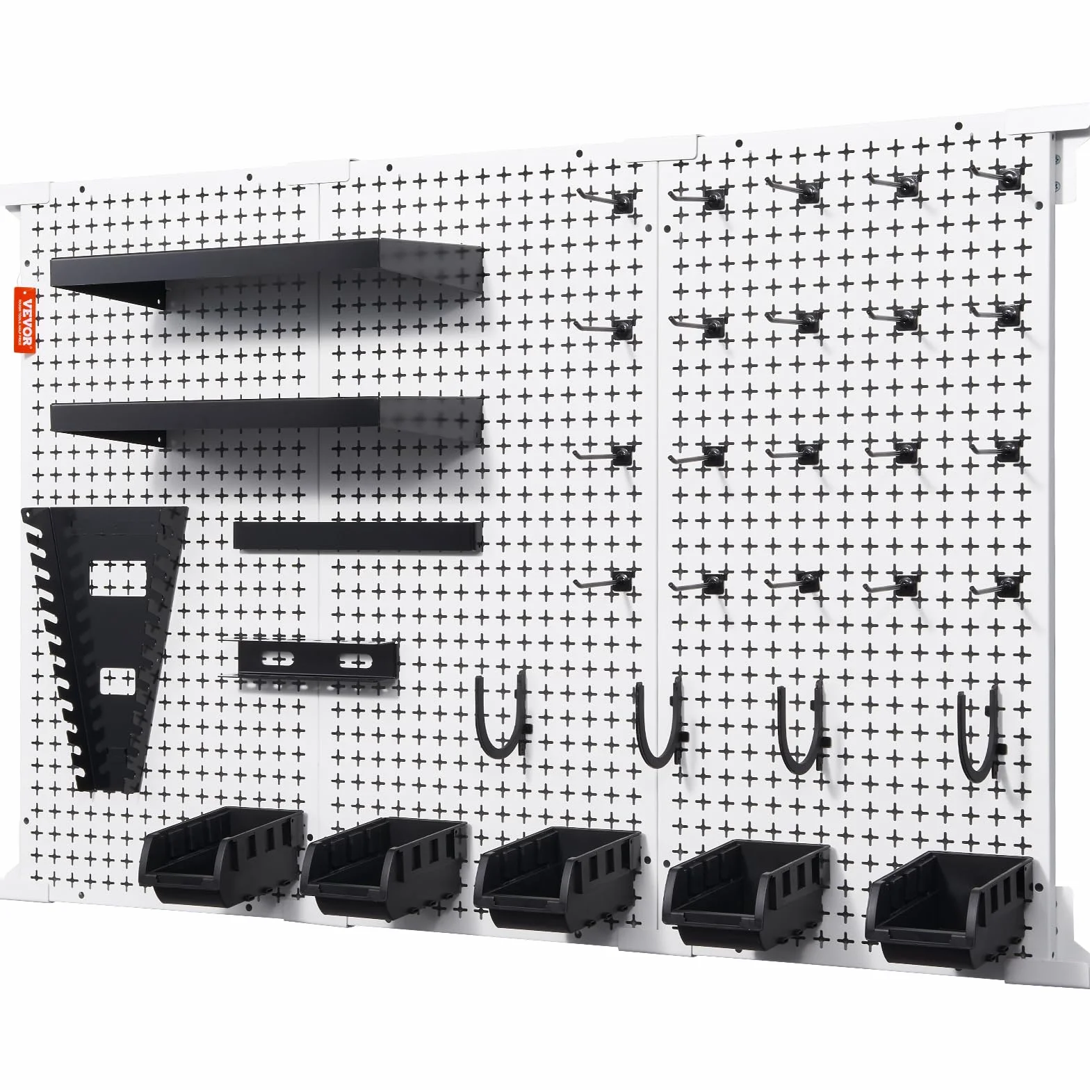 VEVOR Pannello Portautensili da Parete 1219mmx814mm Carico 224kg, Pannello Forato Murale in Metallo 3 Pezzi