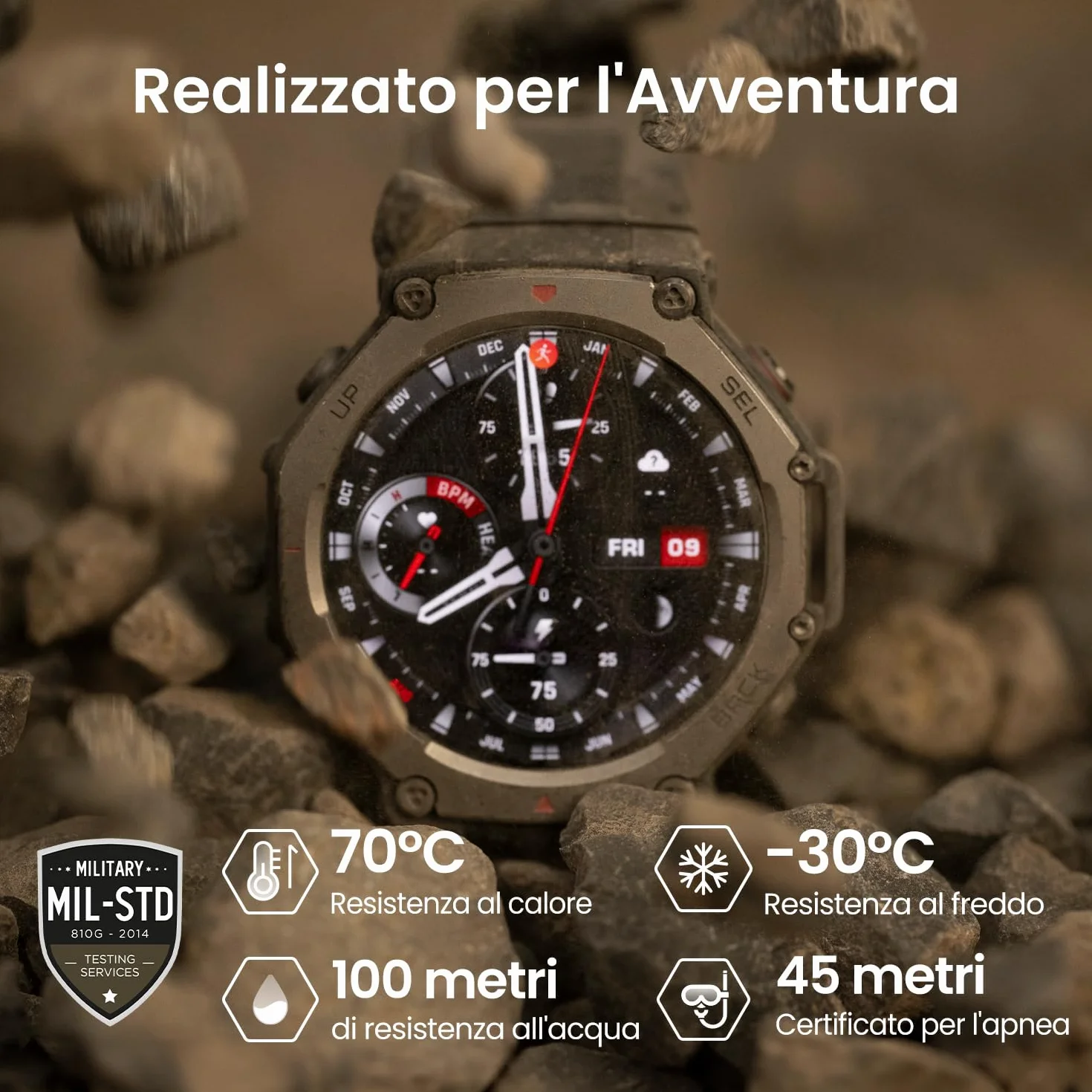 Amazfit T-Rex 3 Outdoor Smartwatch 48mm Display AMOLED, Mappe & Navigazione Offline,6 Sistemi Satellitari Dual Band GPS, 27 Giorni di Durata Batteria,Pagamento NFC, 170+ Modalità Sport per Avventura