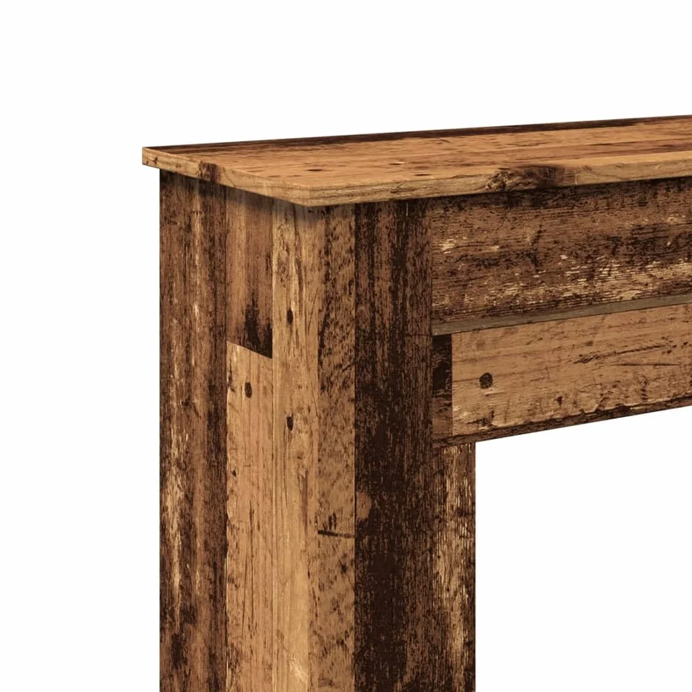 Cornice per Camino Design Rustico 90x30x90 cm Truciolato Legno Antico Supporto Fiamma LED