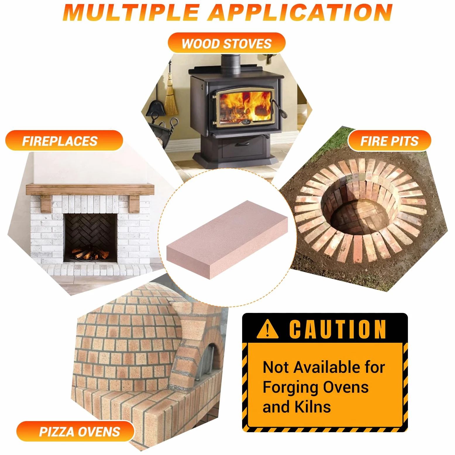 Mattoni refrattari, mattoni refrattari in argilla resistente alle alte temperature, per stufe a legna, camini, forni per pizza e affumicatori per barbecue, dimensioni 22,9 x 11,5 x 3,8 cm, confezione