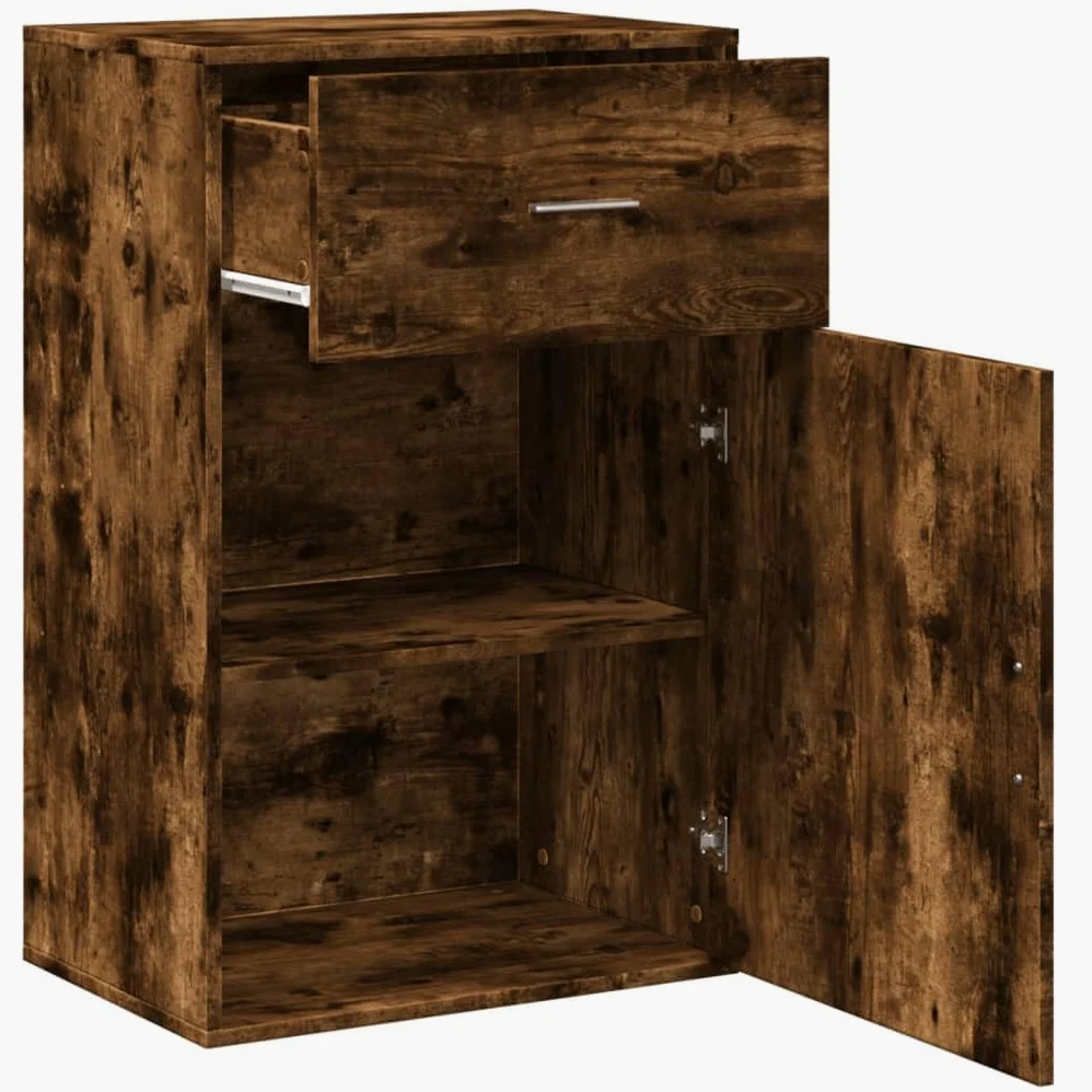 Mobile in legno con cassetto e 2 scomparti, organizer moderno per soggiorno, ufficio, balcone, 56,5 x 39 x 90 cm