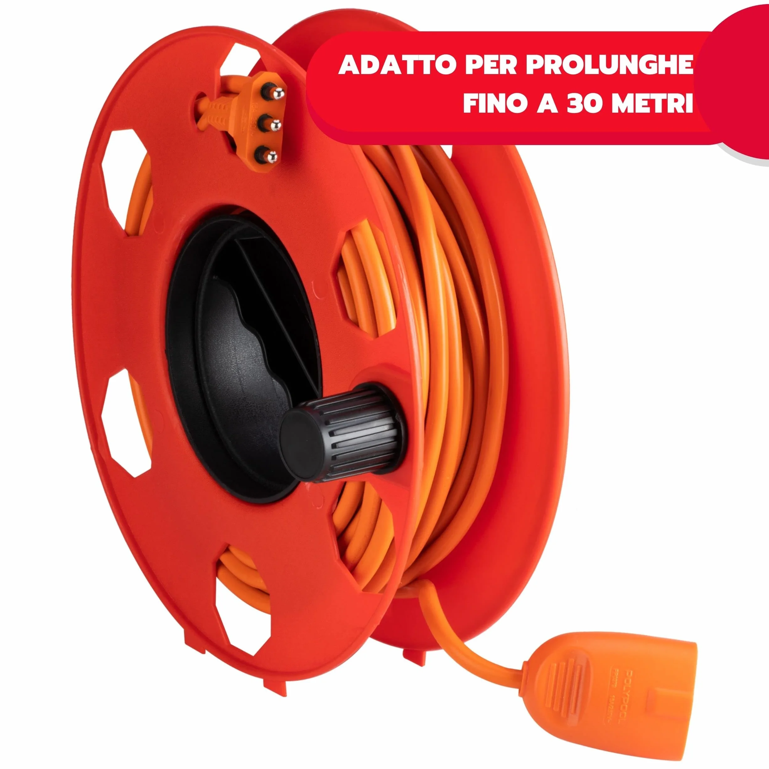 POLY POOL - PP2603 ROLLY Rullo Avvolgicavo per Trasportare e Sistemare Cavi - Avvolgi Cavo per Prolunghe Elettriche, Corde, Tubi Flessibili - Avvolgi Cavi fino a 30m