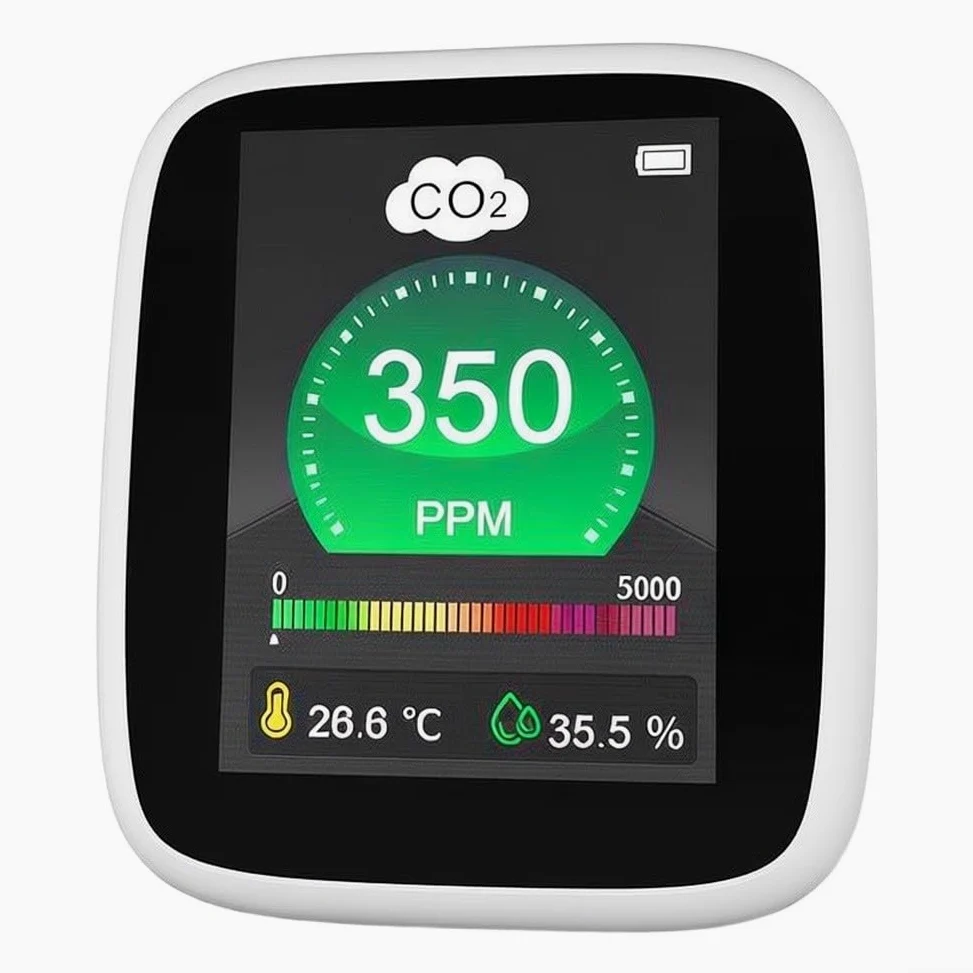Rilevatore portatile della qualità dell'aria con tecnologia avanzata Ndir per misurare istantaneamente i livelli di temperatura e umidità con interruttore di allarme manuale per viaggi di lavoro