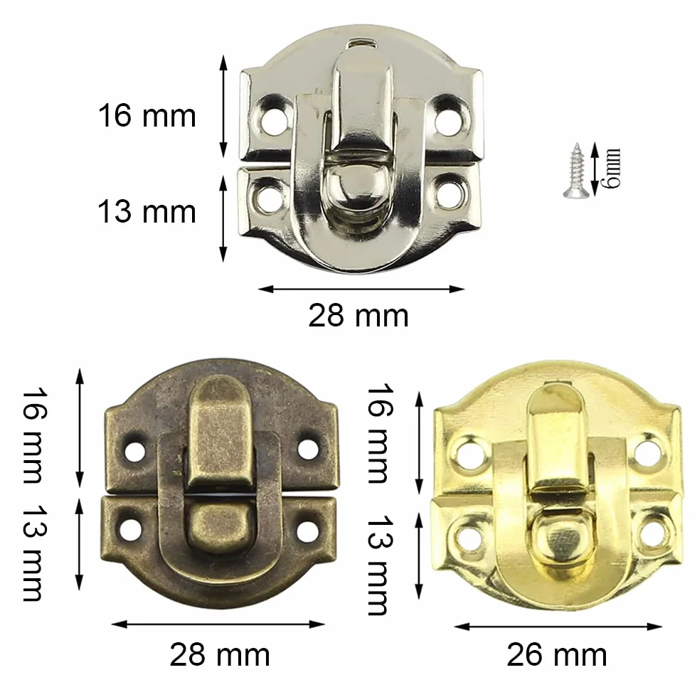 Vintage Box Latch Hasp 30 Pezzi Chiusura Serratura in Ferro Metallo Retrò con 120 Viti per Armadietto