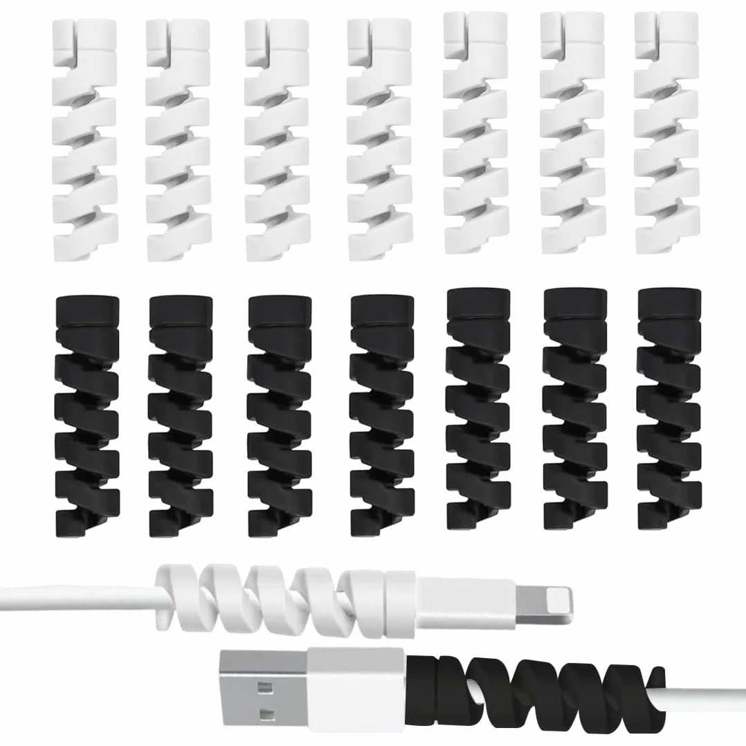 14 Pezzi Protezione Cavo Copri Caricatore per Caricatore Tipo-C Caricamento Rapido Tutti i Telefoni Cavo Mouse Cavo USB (Bianco + Nero)