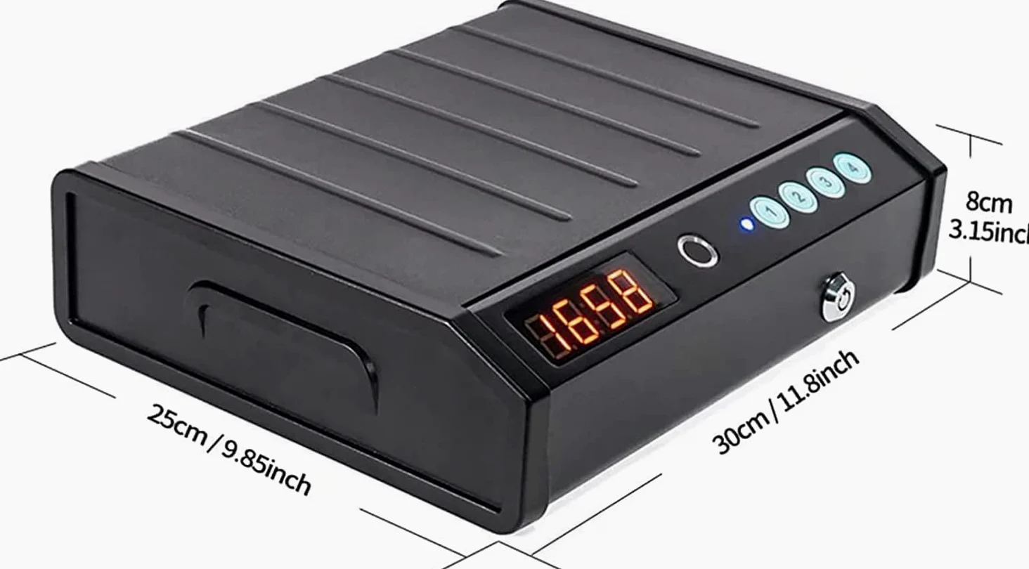 Smart Pistol Safe Cassaforte Portatile per Pistola con Impronta Digitale biometrica, Blocco Tastiera e Chiavi, per Denaro/Pistola/Pistola/Contanti/Gioielli cassaforte, Uso casa, Auto e uffici