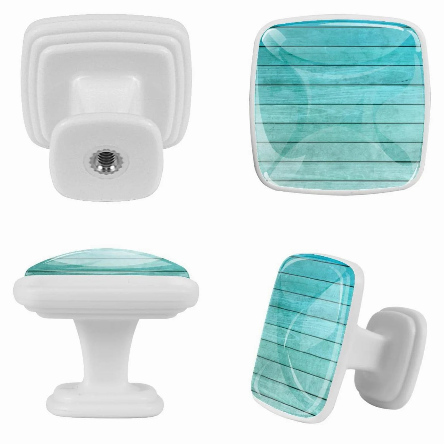 TBOUOBT Confezione da 12 pomelli per mobili, pomelli per comò, pomelli per cassetti, pomelli per mobili da cucina, pomelli per armadi e cassetti,Tavola di legno verde blu sfumato oceano