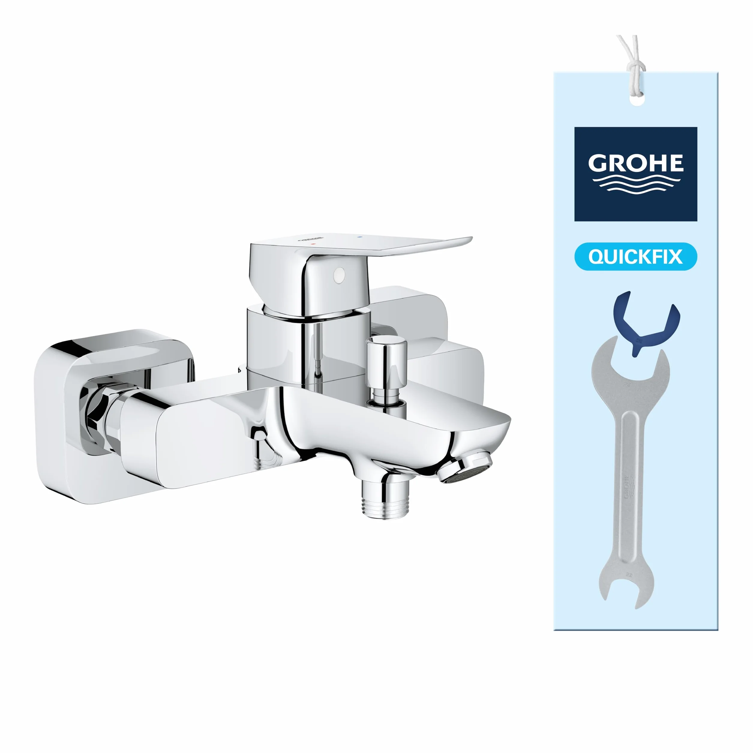 GROHE Dice Miscelatore vasca/doccia a vista con deviatore automatico parete leva metallo cartuccia ceramica 35 mm QuickSpanner Cromo