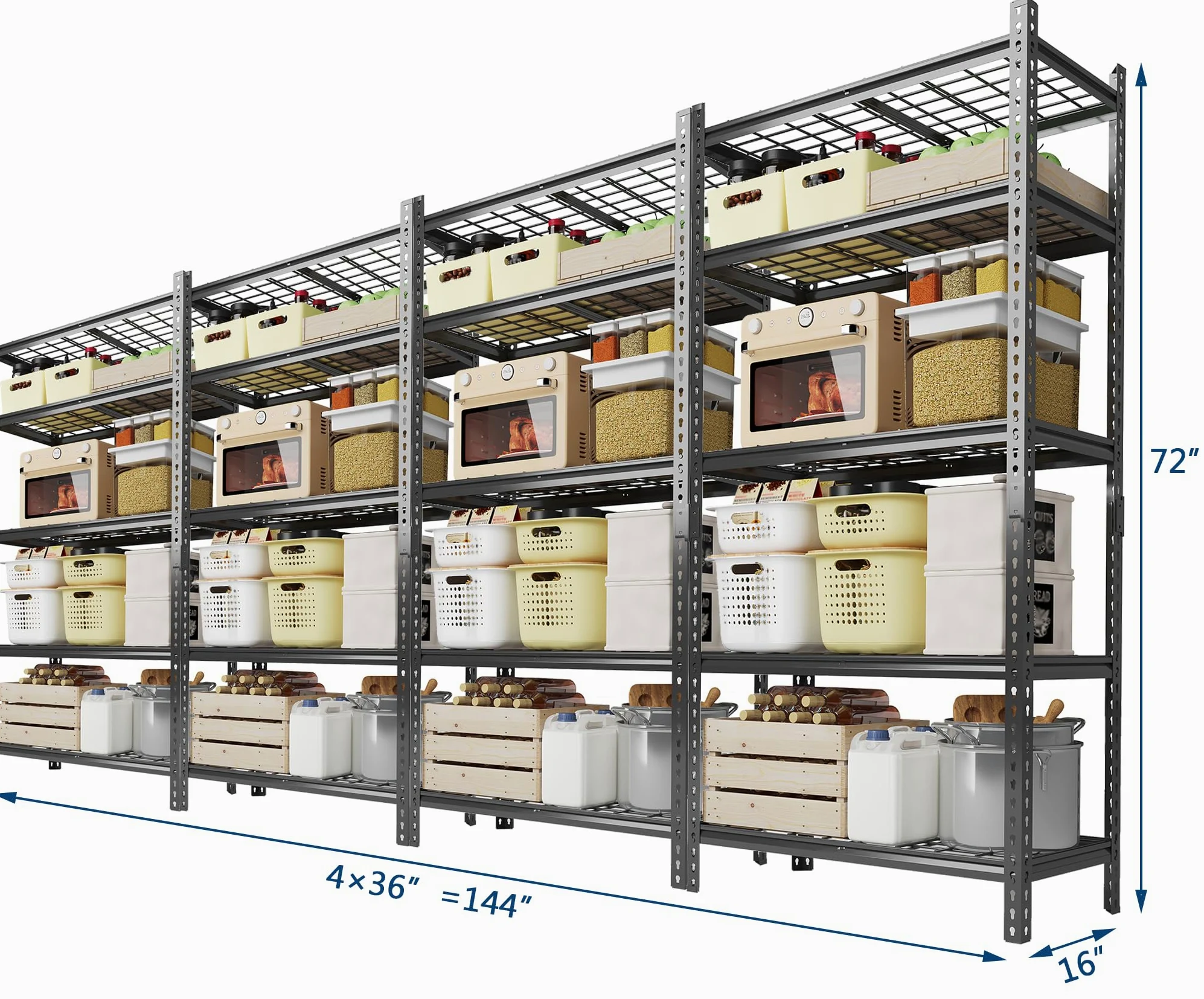 Scaffalatura per garage, 997,9 kg, regolabile, in metallo, resistente, a 5 ripiani, per garage, cucina, dispensa, magazzino, cantina, 91,4 x 40,6 x 182,9 cm (larghezza x profondità x altezza