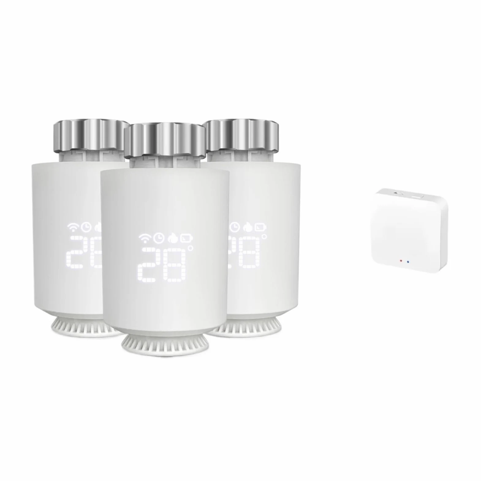 Attuatore For Radiatore Tuya Termostato Smart TRV Valvola Termostatica Regolatore Di Temperatura Supporto Home Risparmia Sui Costi Di Riscaldamento Energetico(3 PCS with 1 Gateway)