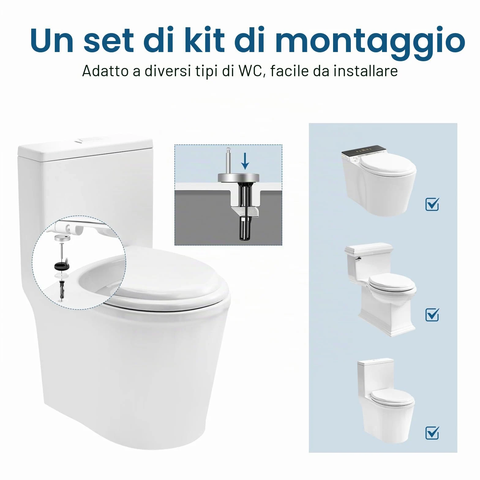 WOLTU Tavoletta WC Ammortizzata, Copriwater Ovale, Asse WC con Cerniere Regolabili con Paracolpi, in Duroplast