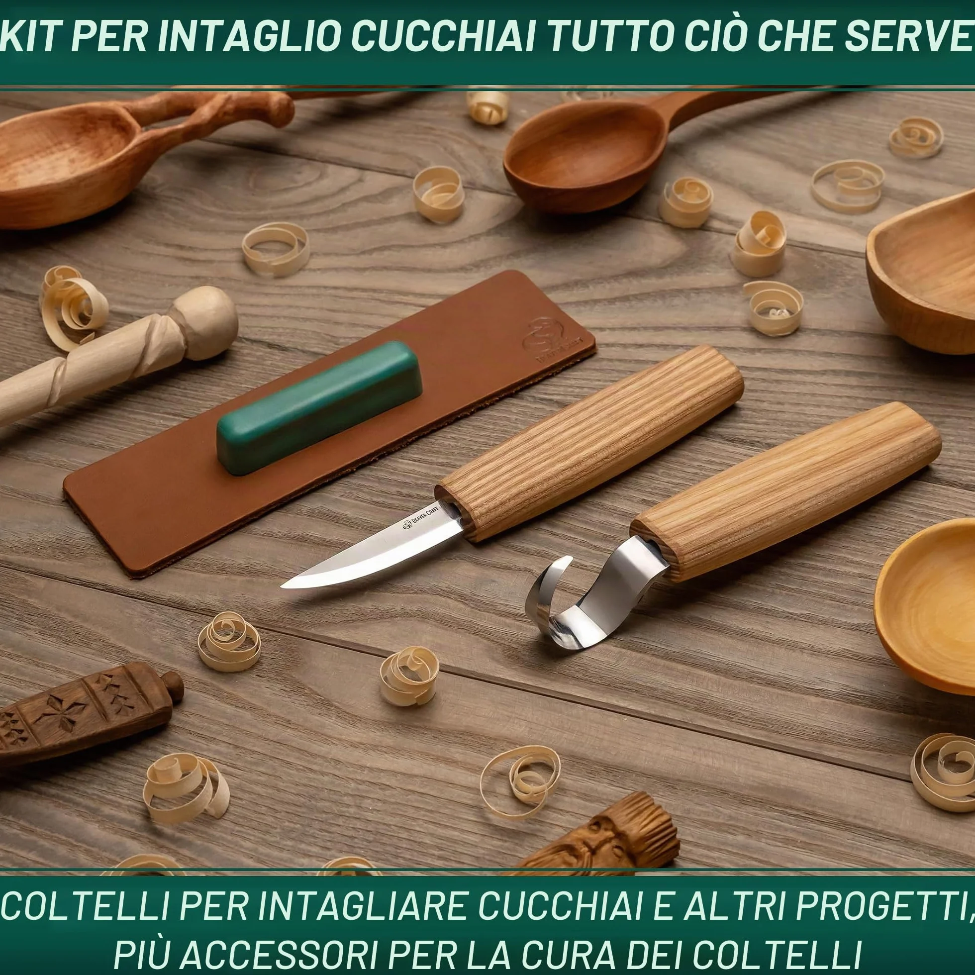 BeaverCraft S01 Set coltelli intaglio legno per cucchiai Kit fabbricazione cucchiai