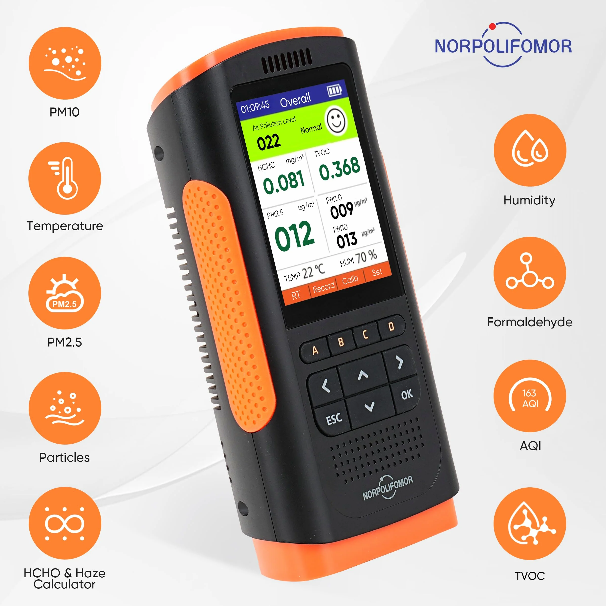 Misuratore di qualità dell'aria in tempo reale del tester del monitor del tester di trattamento della formaldeide, soluzione di rimozione della formaldeide TVOC Misuratore di
