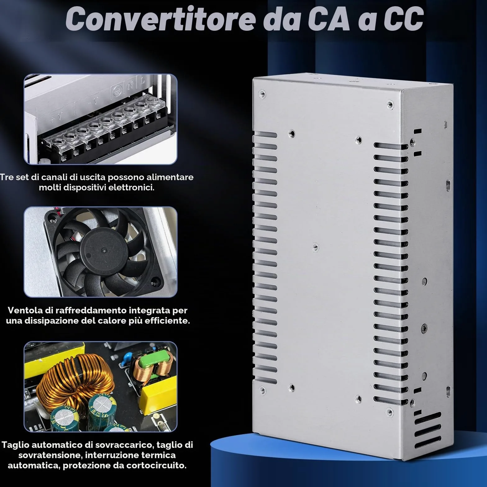 Alimentatore switching regolabile universale, 24 V, 25 A, 600 W, DC, adattatore LED, convertitore, trasformatore, adattatore per strisce LED, CCTV, progetto computer, radio, paesaggio