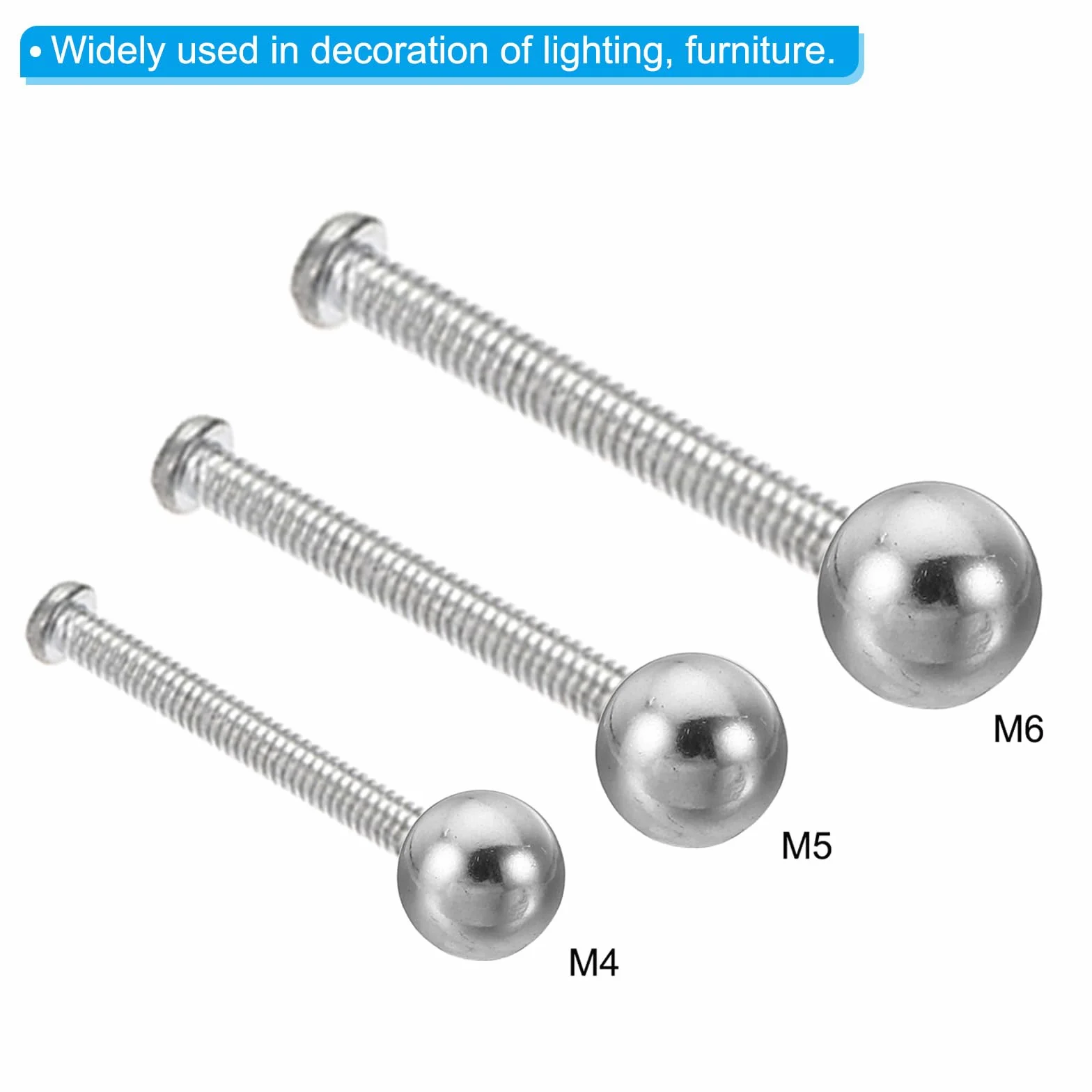 PATIKIL Dado A Sfera M4x12mm 8 Pz Filettatura Femmina 304 Acciaio Inossidabile Tappo Vite A Foro Cieco Rotondo Argento