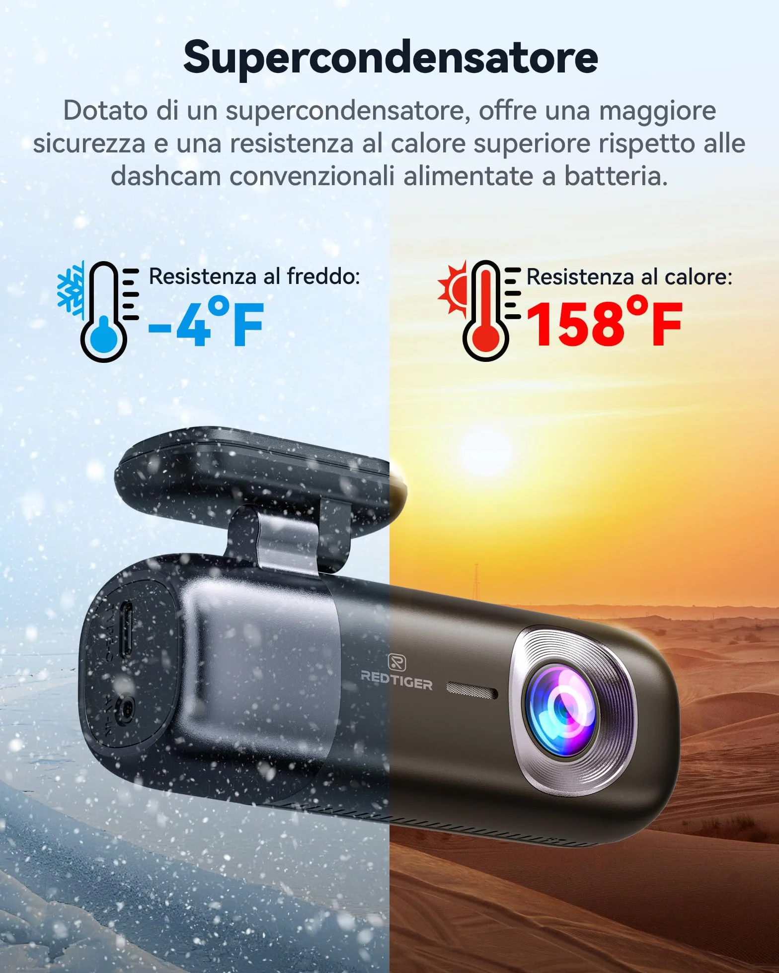 REDTIGER Dash Cam Auto 4K + 1080P, Anteriore e Posteriore, Dashcam Auto con WiFi e GPS, Registrazione in Loop, Modalità Parcheggio, Controllo APP,Supporto Massimo 256 GB(F9)
