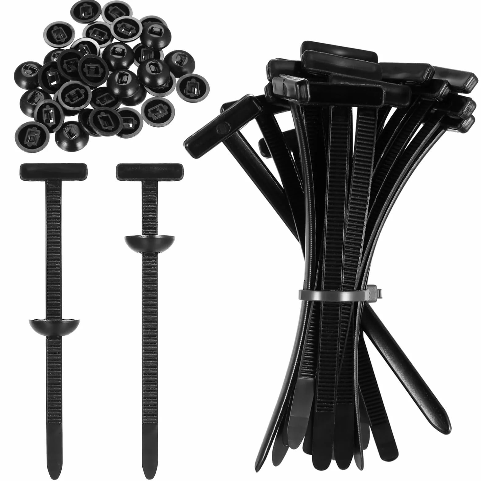 100 Pezzi Fascette Riusabili Universali in Nylon Resistente ai Raggi UV per Cavi - Nero