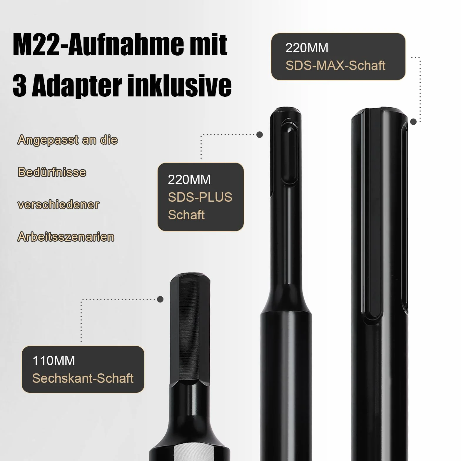 Corona da trapano 68 mm SDS Plus 220 mm SDS max 220 mm albero esagonale 110 mm punta di centraggio 10x240 mm per muratura