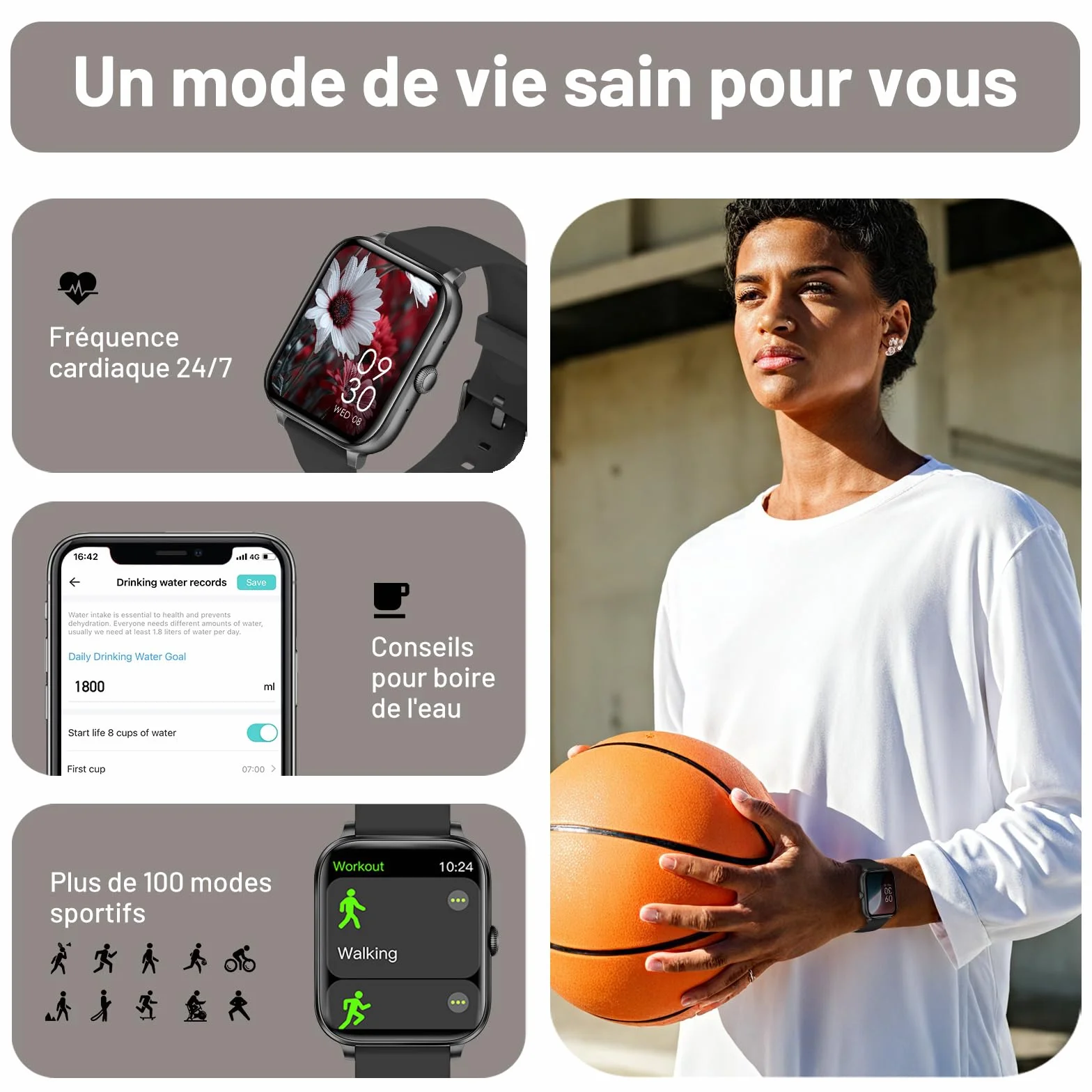 Smartwatch Uomo Donna, 1.85" Orologio Smartwatch con Effettua/Risposta Chiamate, 130+ Sportive Smart Watch con Contapassi/SpO2/Cardiofrequenzimetro, Impermeabil IP68 per iOS Android Atro