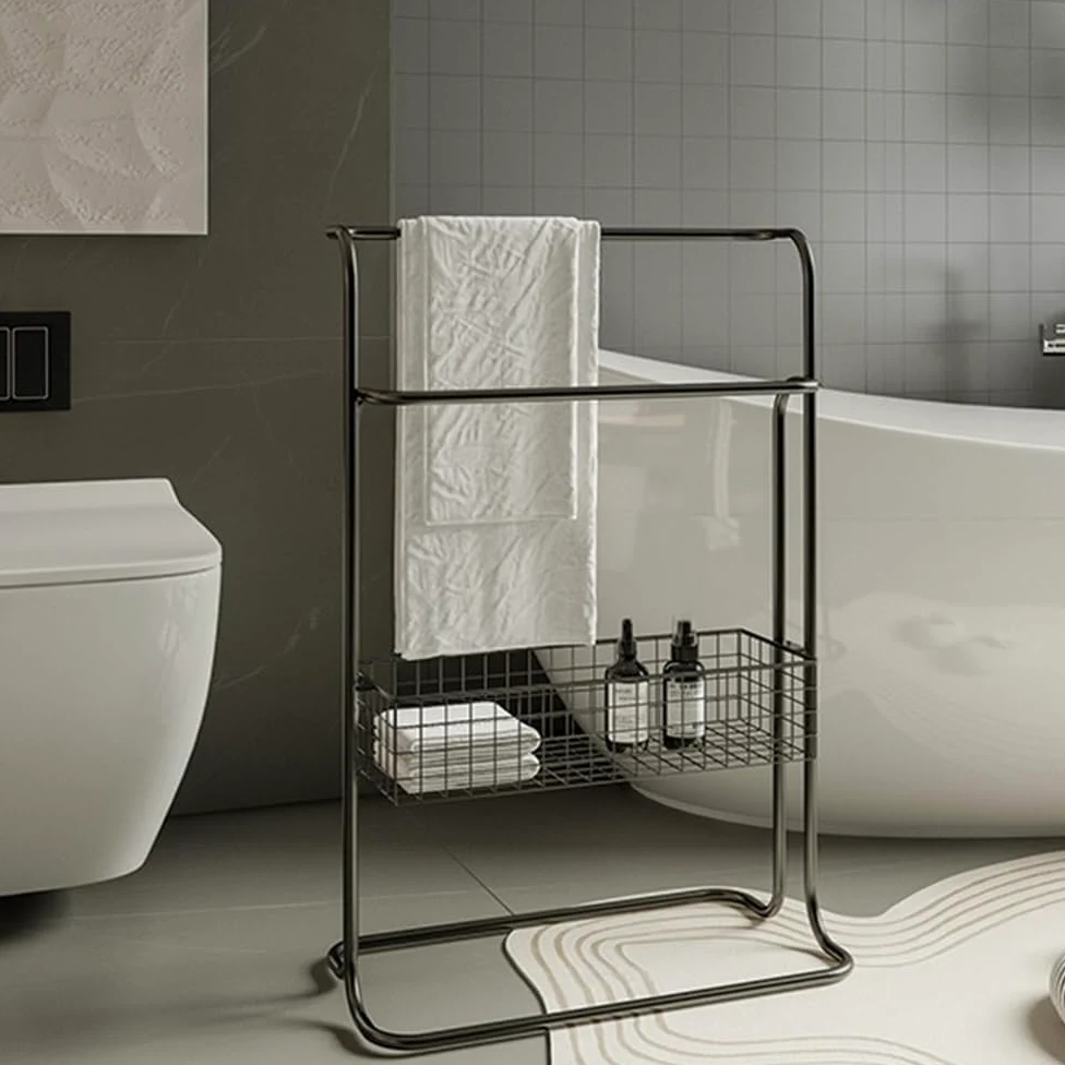 Portasciugamani da Terra Portasciugamani da Pavimento Portasciugamani da Bagno Portasciugamani Portasciugamani da Pavimento Senza punzonatura Portasciugamani da Bagno Portasciugamani(Nero)