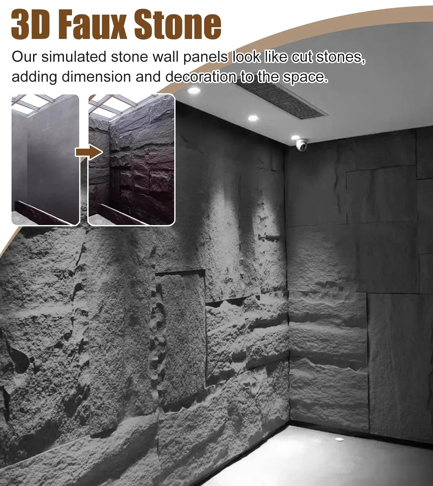 Pannelli di parete 3D per la decorazione interna ed esterna, rivestimento murale dell'impiallacciatura di pietra, sfondo del camino e rivestimento della parete