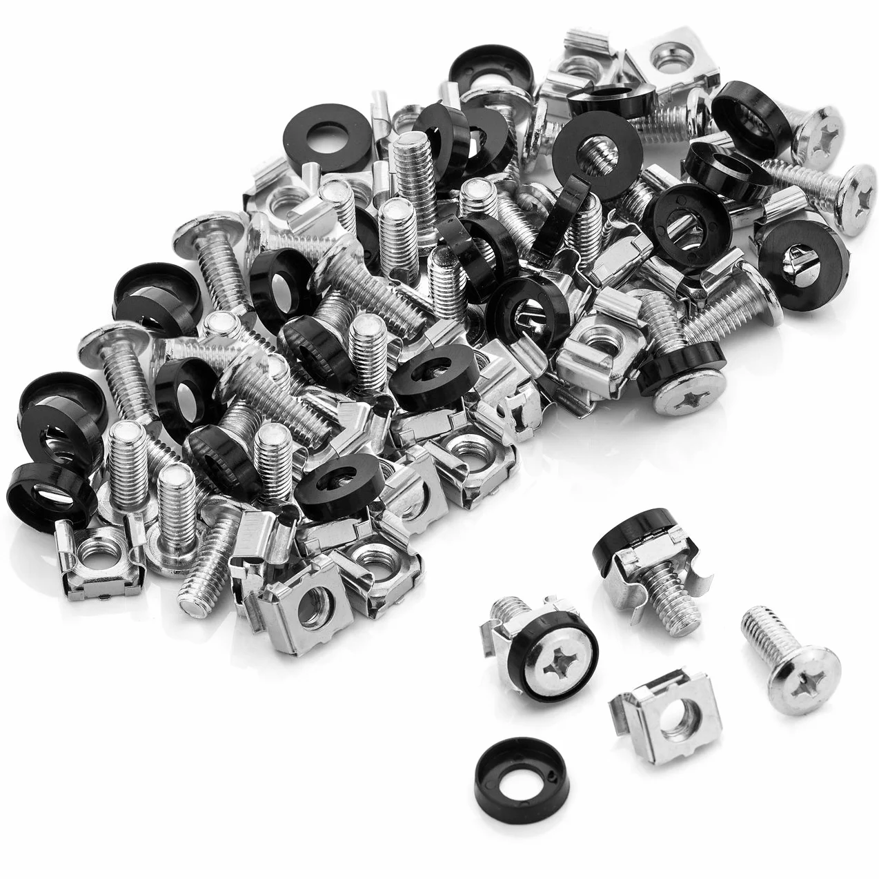 deleyCON 50x Set di Viti M6 per Armadi di Rete Rack 19" 10" Argento